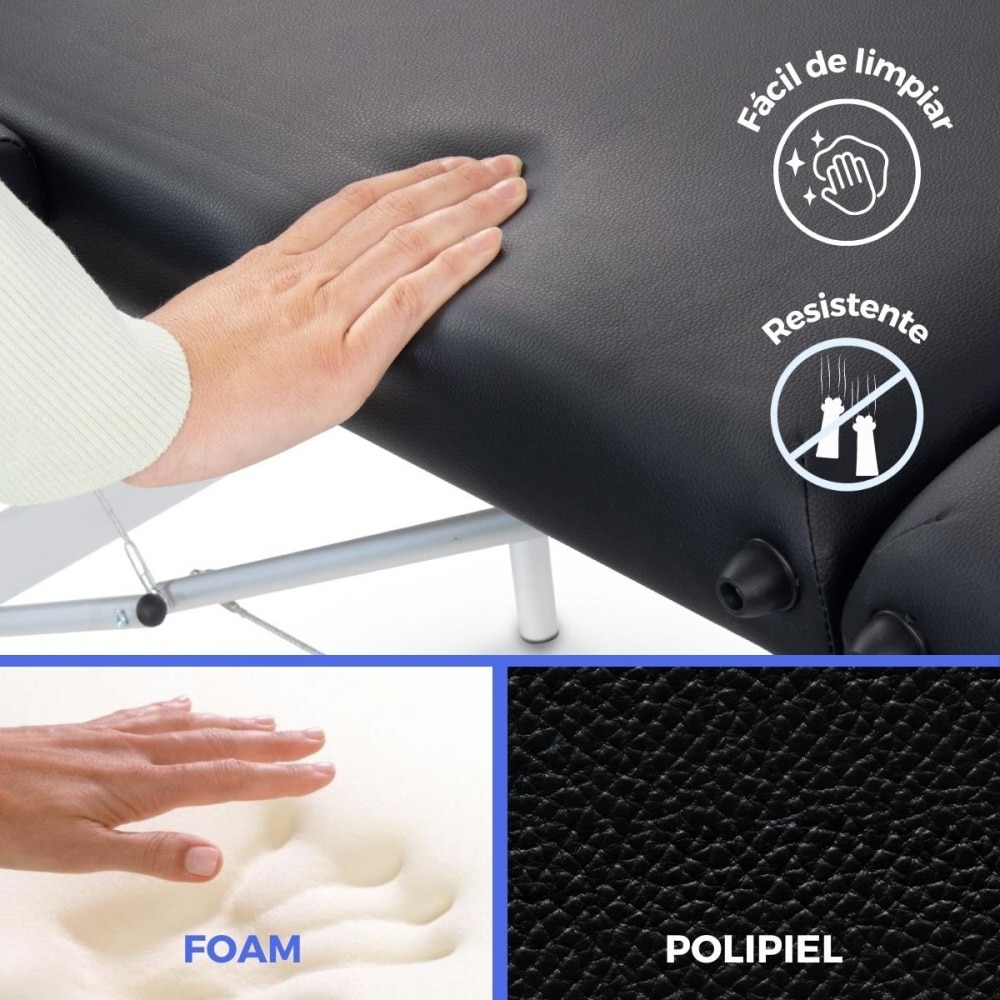 Camilla plegable madera portátil 180x60 cm masaje negra CM-01 Basic Mobiclinic 2