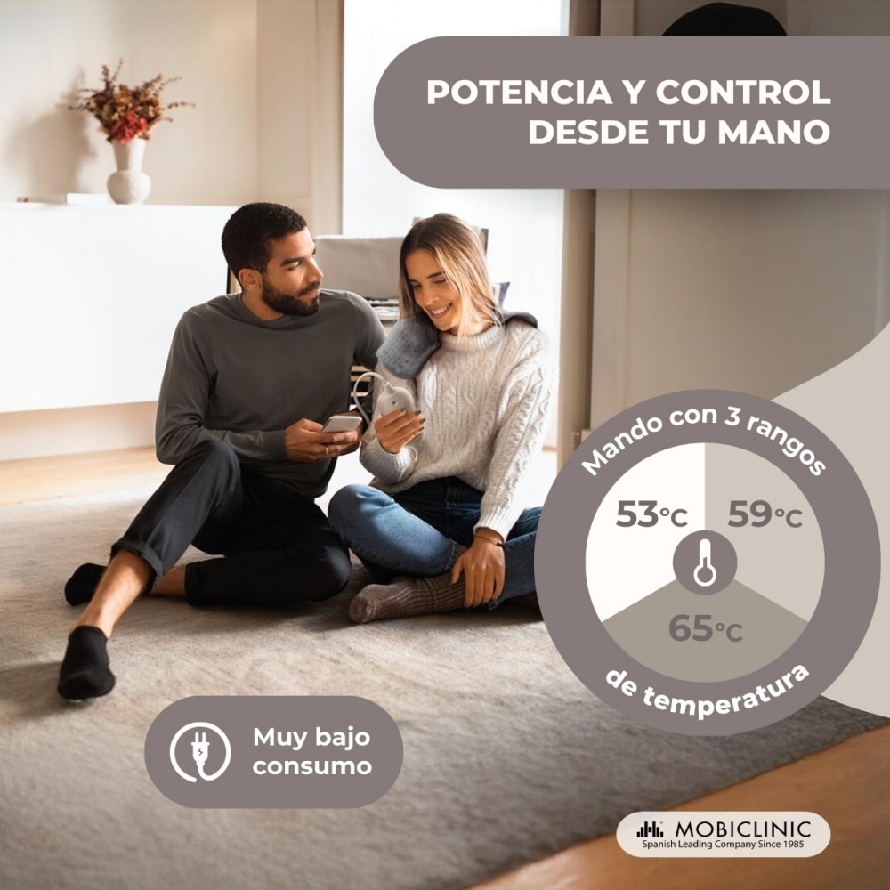 Almohadilla eléctrica 40x30 cm 3 niveles de calor apagado automático Mobiclinic 5
