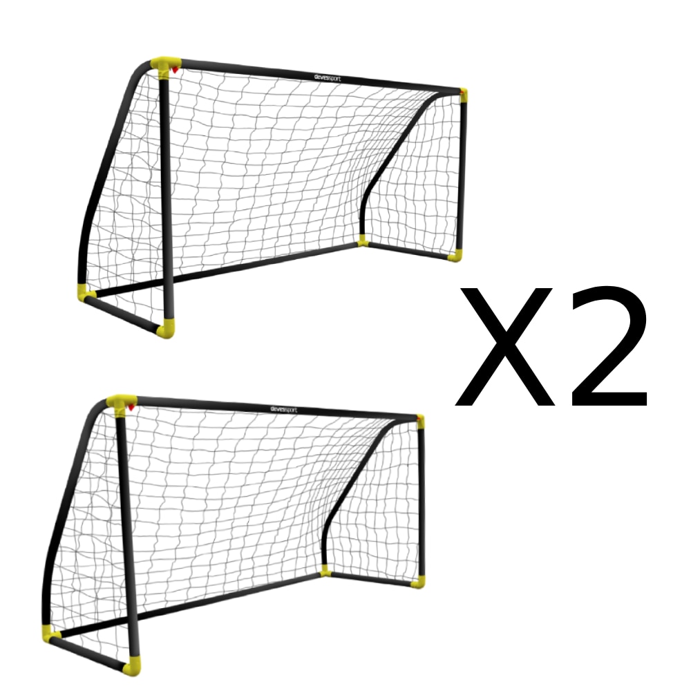 Set 2 Porterías de Fútbol PVC Negra Devessport - Negro Negro-2