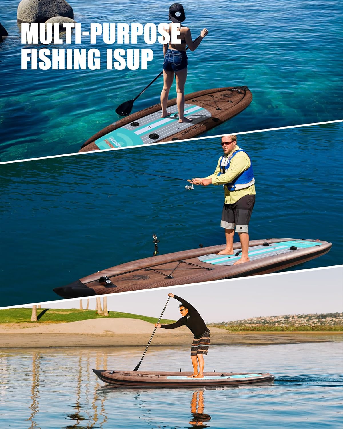 Tabla de Paddle Surf Hinchable Highpi by Kohala para Pesca - Marrón Marrón-2