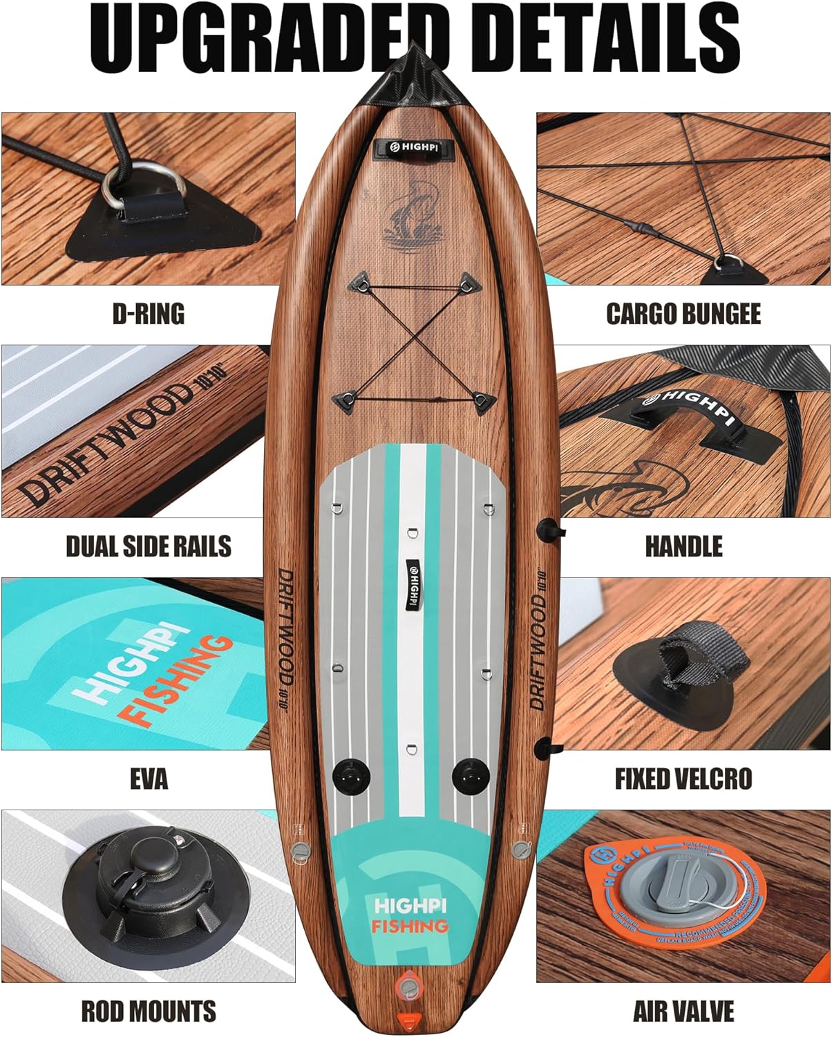 Tabla de Paddle Surf Hinchable Highpi by Kohala para Pesca - Marrón Marrón-6
