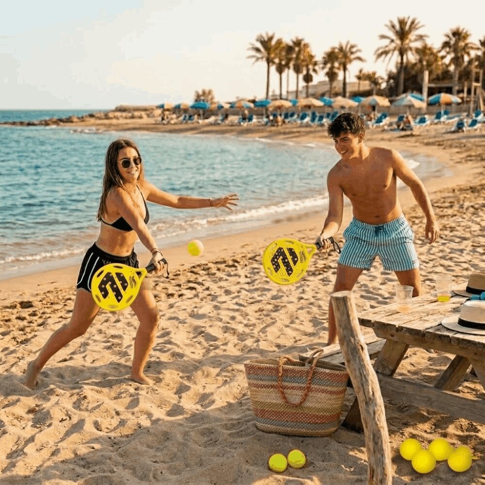 Imagen 4 de Set de 2 palas de Pádel Playa + 3 Pelotas Devessport - Amarillo Amarillo