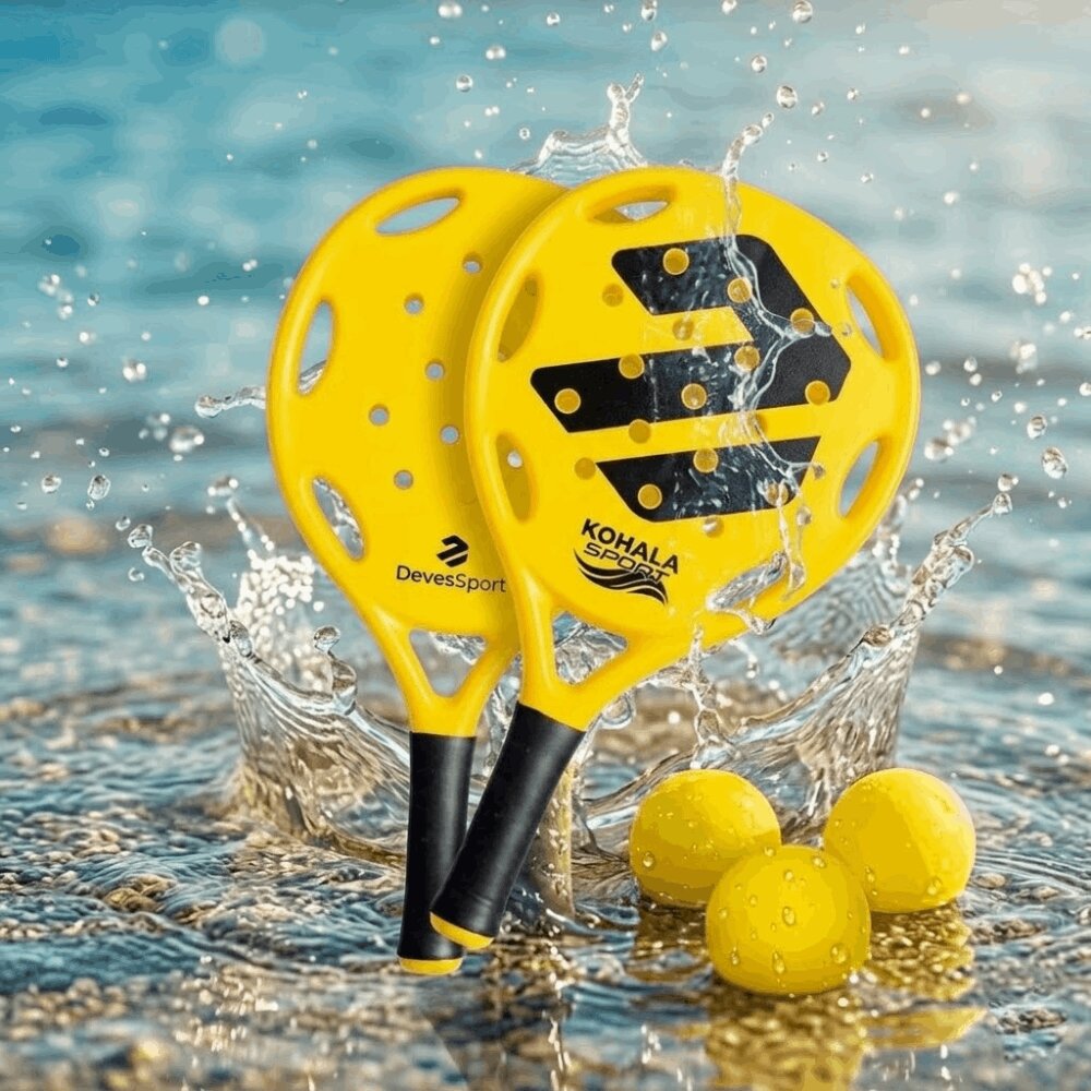 Imagen 6 de Set de 2 palas de Pádel Playa + 3 Pelotas Devessport - Amarillo Amarillo