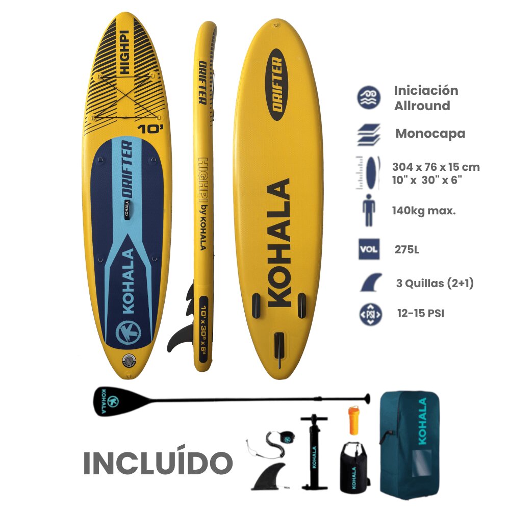 Tabla de Paddle Surf Kohala Drifter 10'’ Monocapa PVC - Amarillo Amarillo-6
