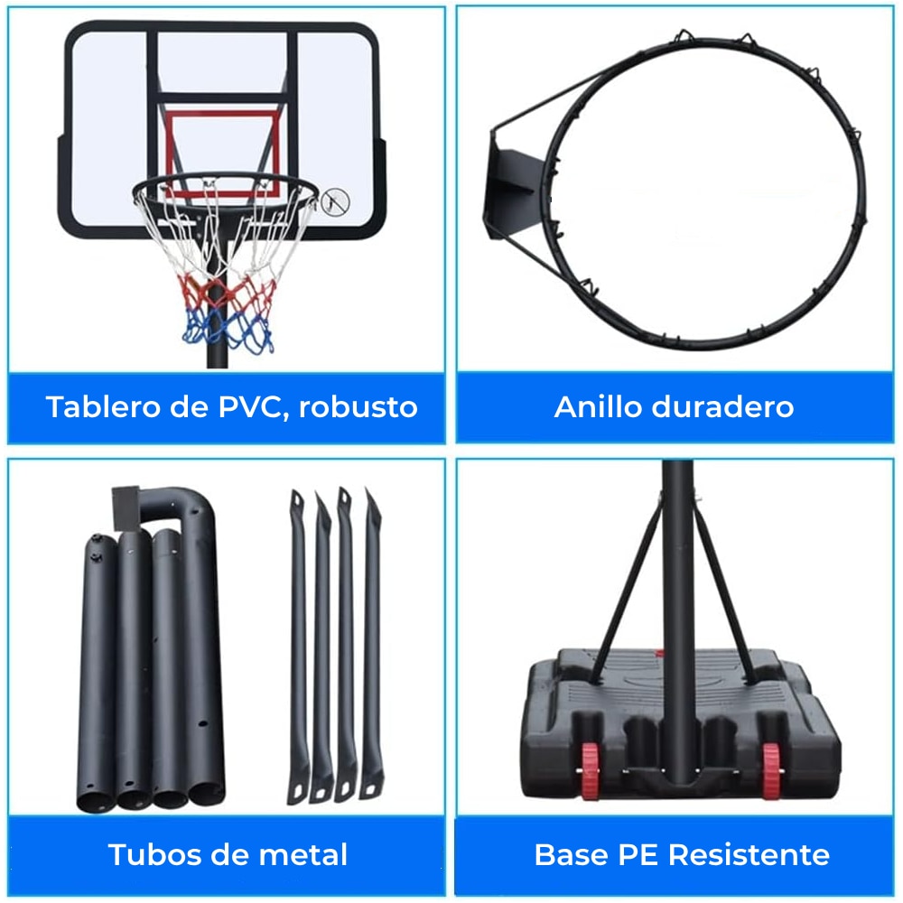 Canasta de Baloncesto Altura Regulable 190 – 305 cm Devessport - Negro Negro-3