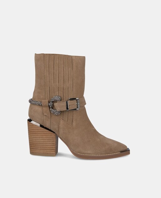 Imagen 0 de Botines de mujer en piel con pedrería