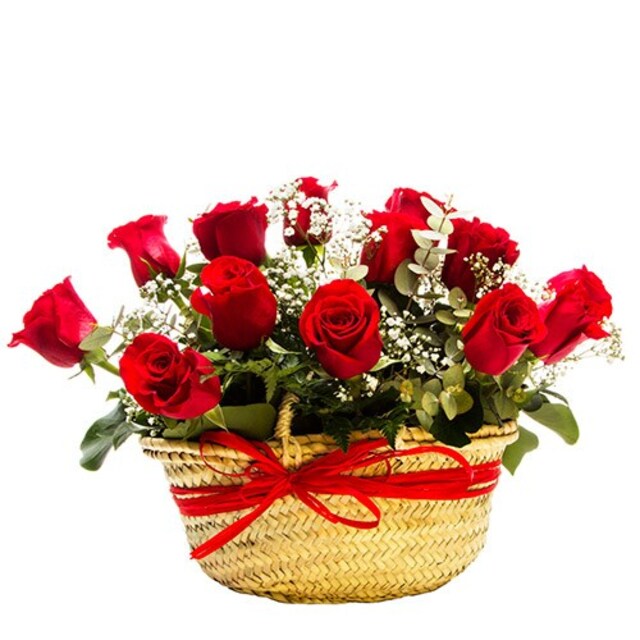Imagen 0 de Capazo de 12 Rosas Rojas