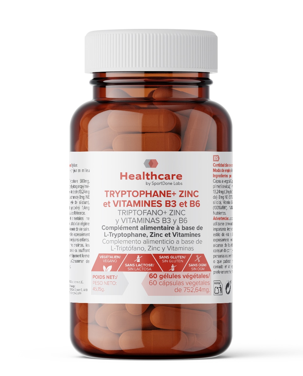 Triptofano + Zinc, Vitaminas B3 y B6 60 Cápsulas SportDone - 45 g 1