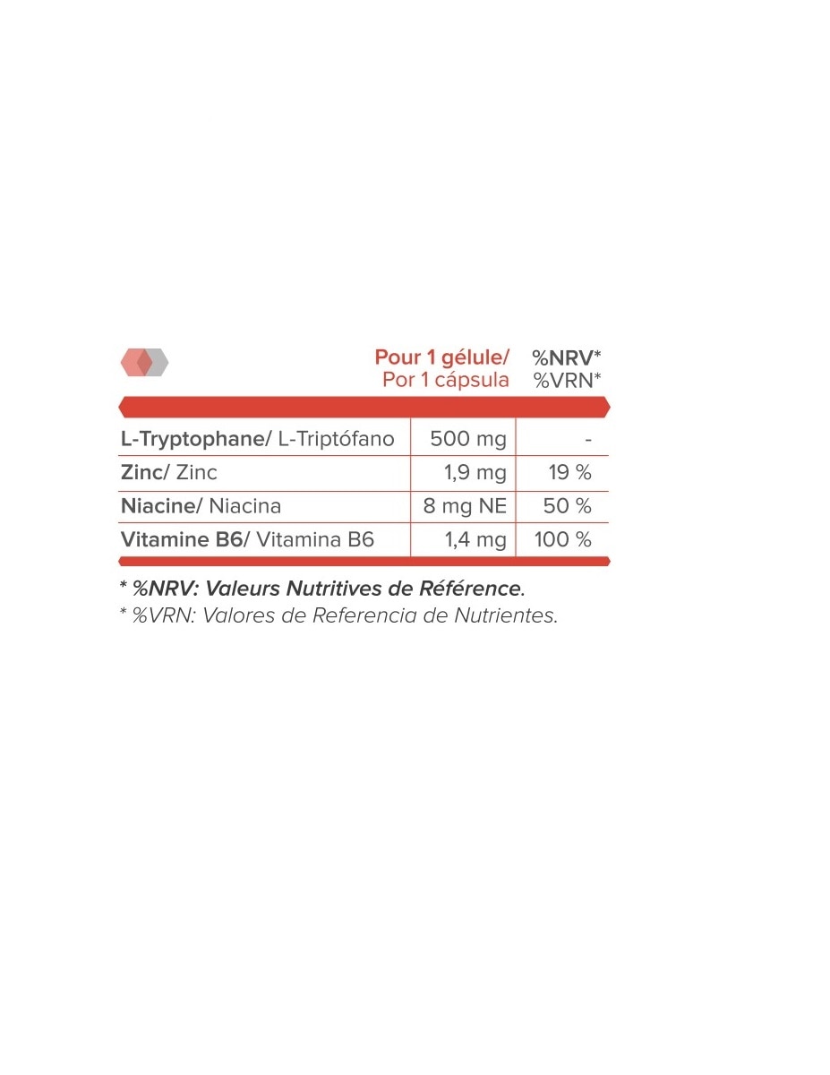 Triptofano + Zinc, Vitaminas B3 y B6 60 Cápsulas SportDone - 45 g 2