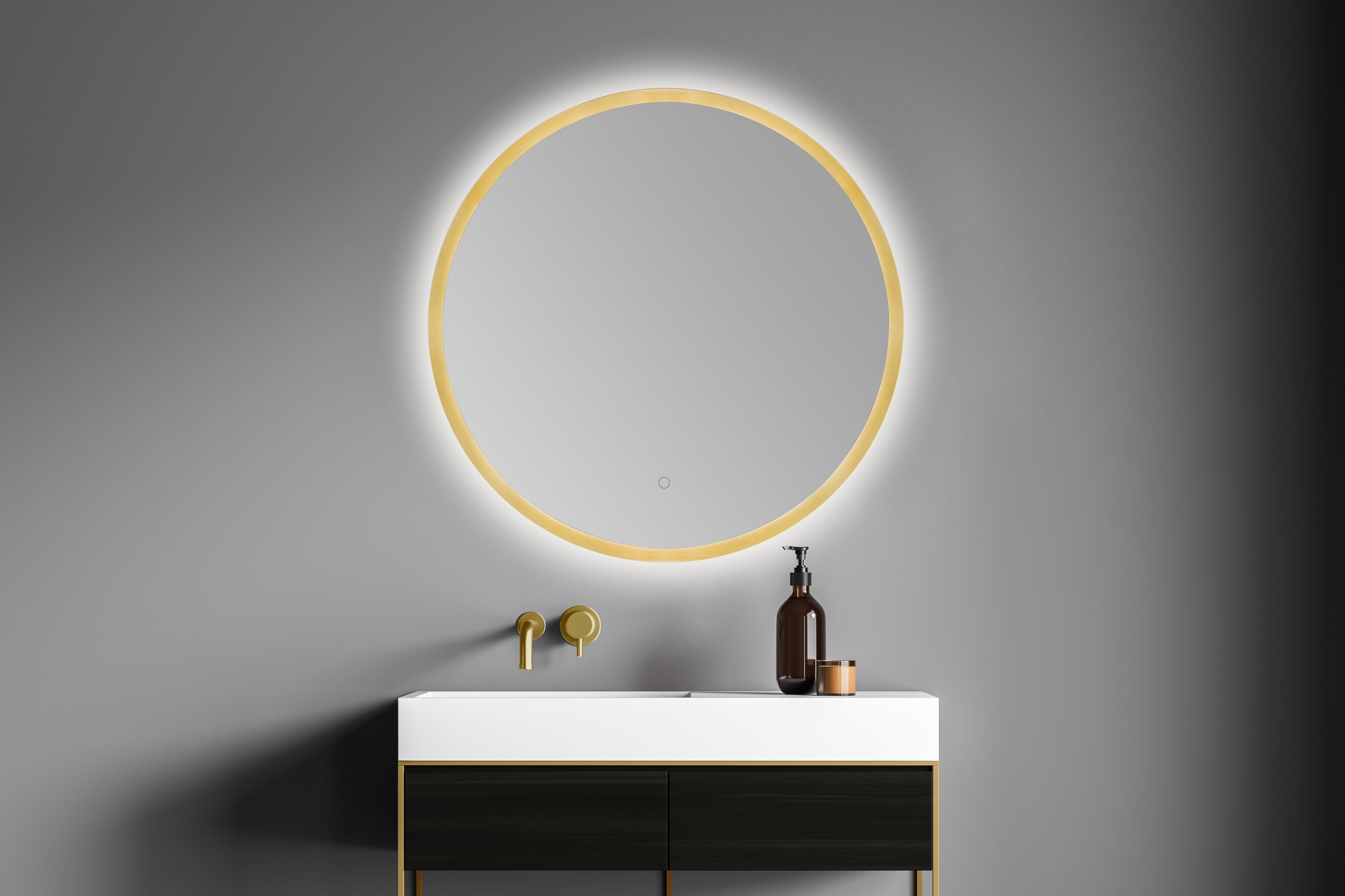Imagen 1 de Espejo de baño con LED + Sensor Touch B-953 Bathstage - Oro mate 60 cm Oro mate