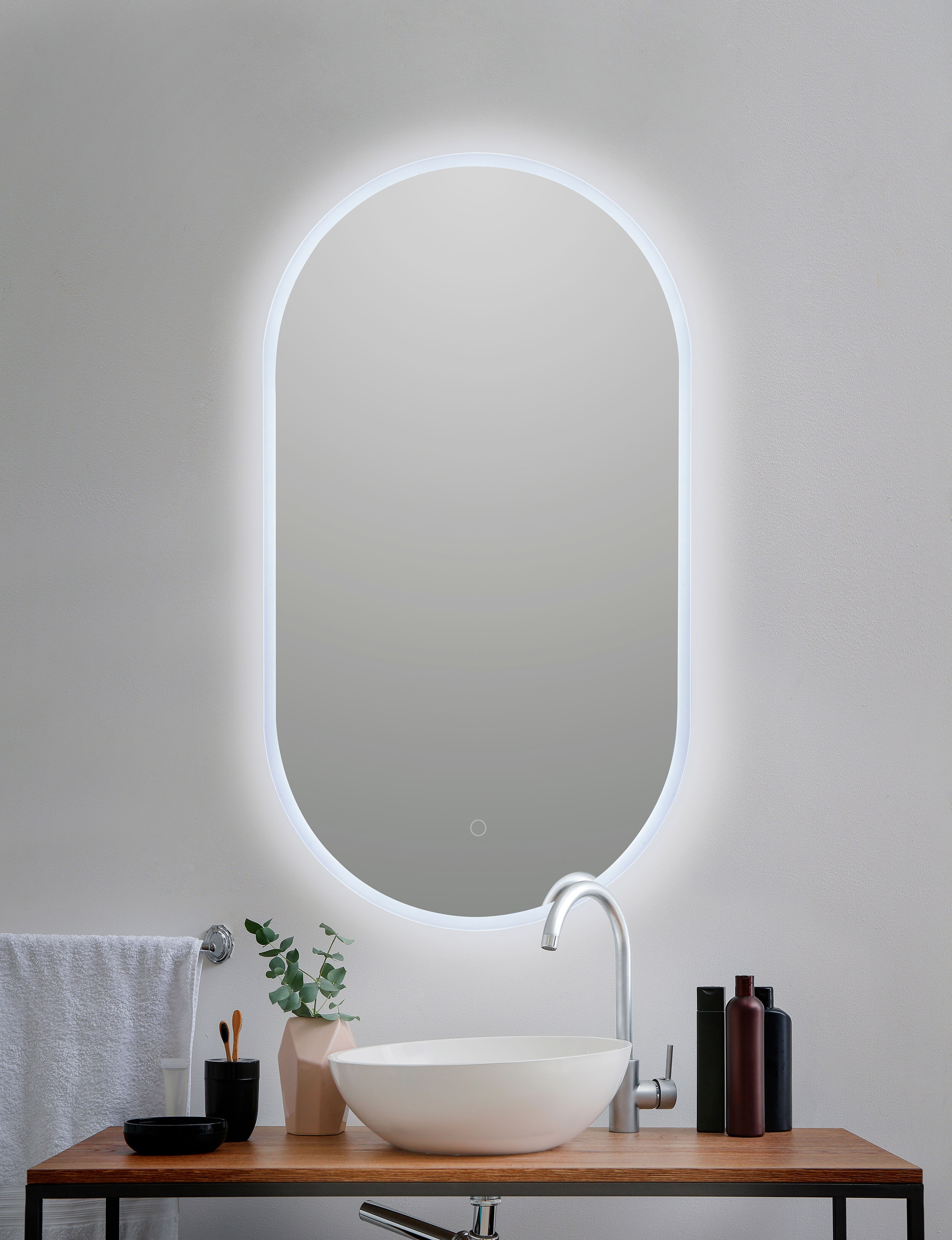 Espejo de baño ovalado con luz TRILED B-950 Bathstage - Blanco 50 x 90 cm Blanco-3