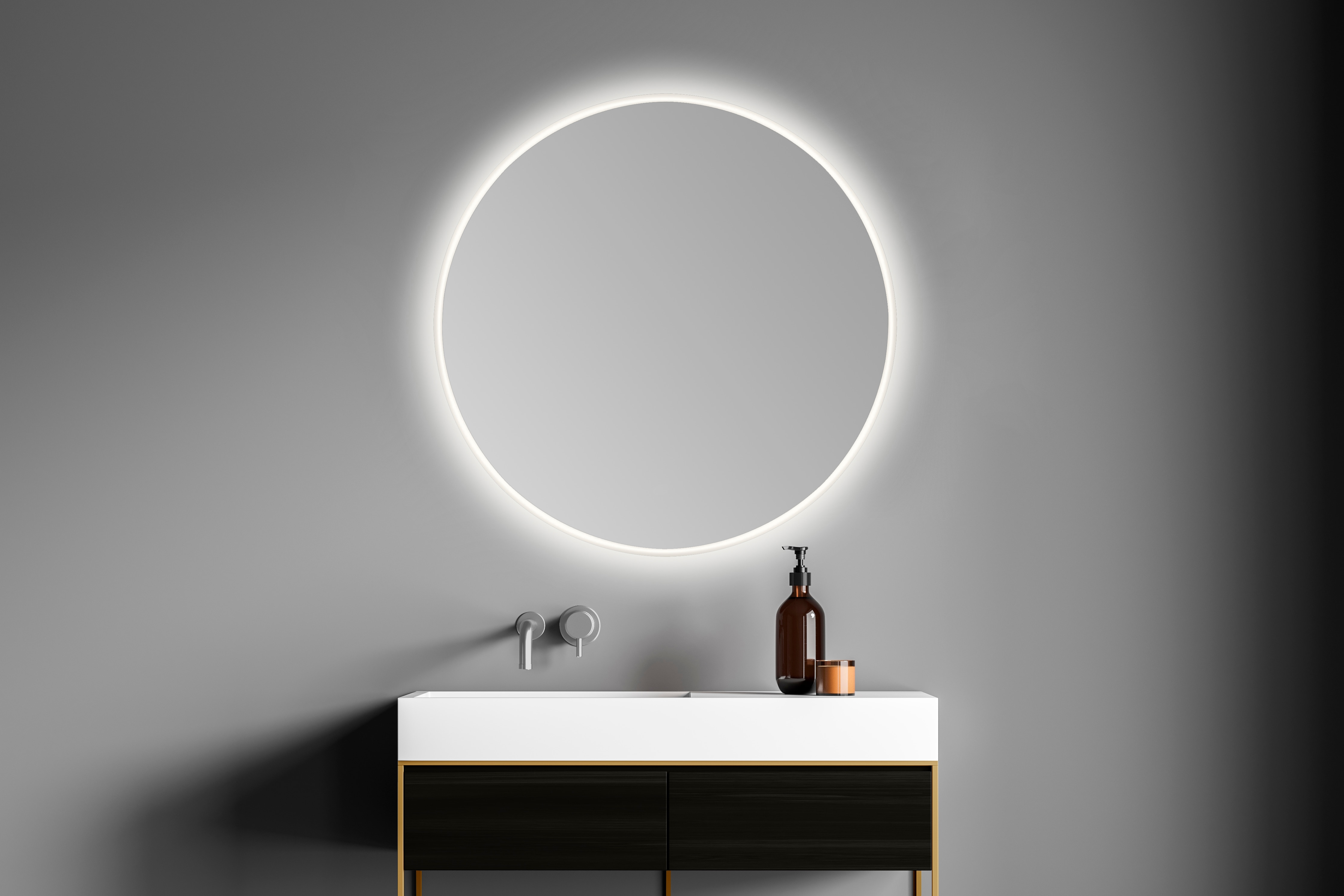Imagen 3 de Espejo de baño redondo con luz TRILED B-953 Bathstage - Blanco 80 cm Blanco