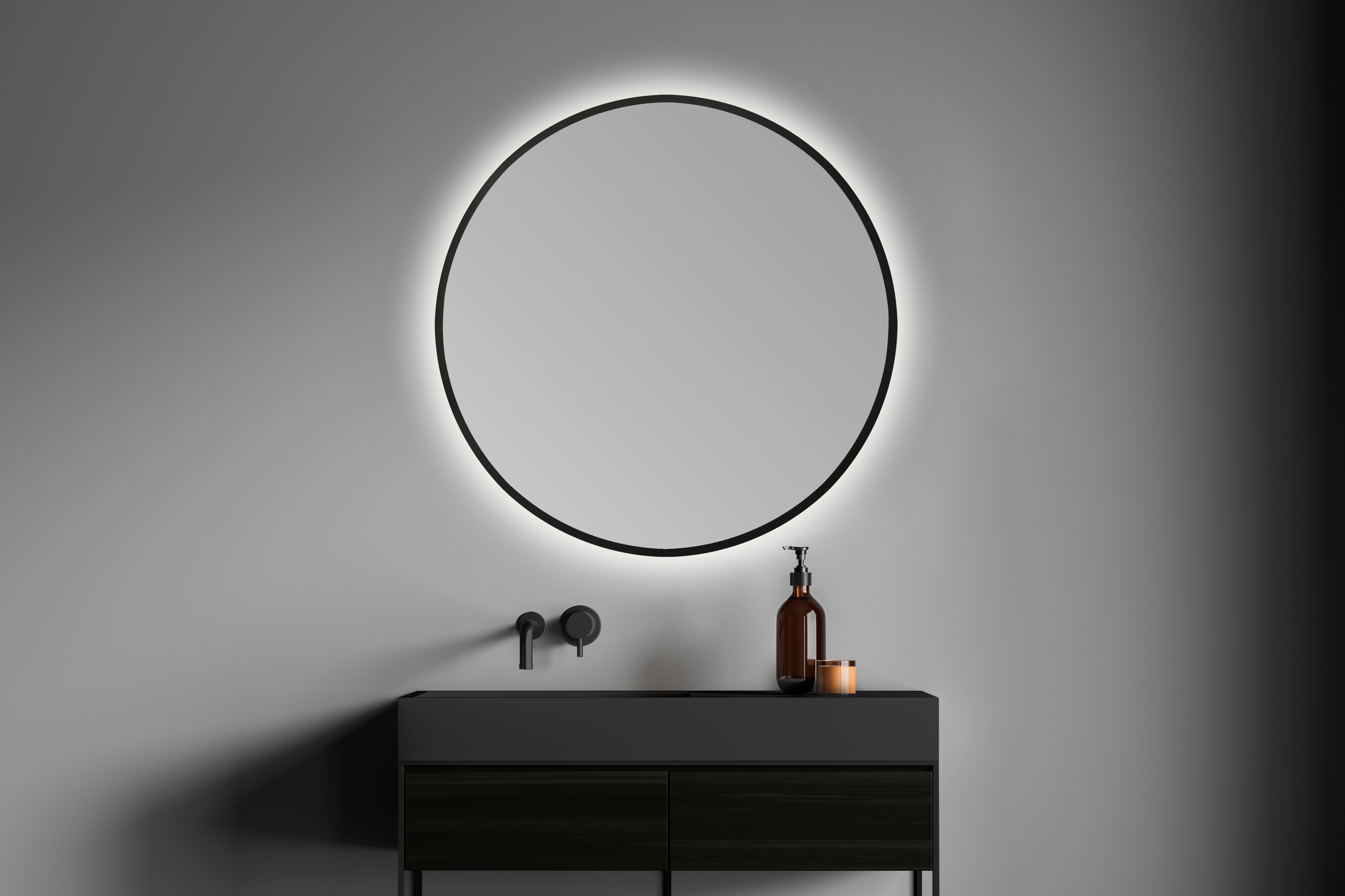Imagen 3 de Espejo de baño redondo con luz TRILED B-953 Bathstage - Negro 100 cm Negro
