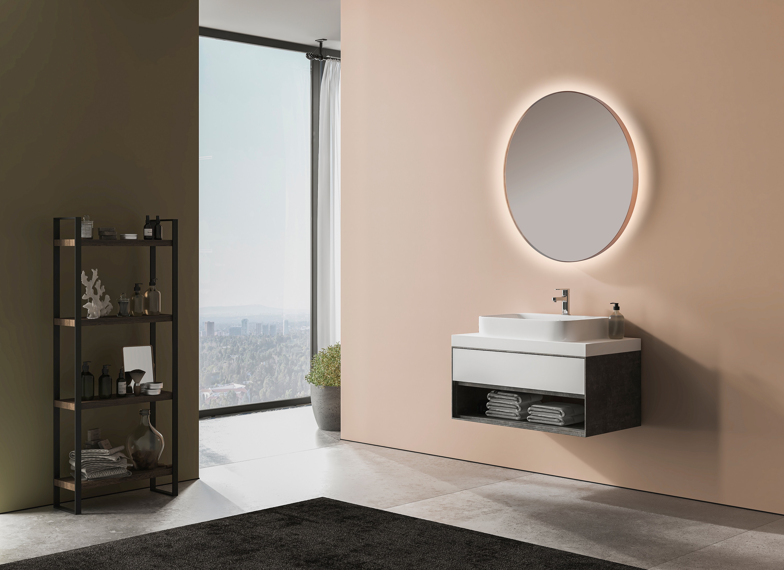 Imagen 3 de Espejo de baño redondo con luz TRILED B-960 Bathstage - Oro Rosa 60 cm Oro Rosa