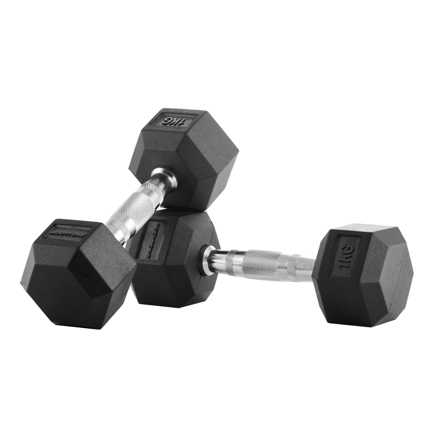 Imagen 0 de Set de 2 mancuernas de goma hexagonales profesionales Bodytone Negro
