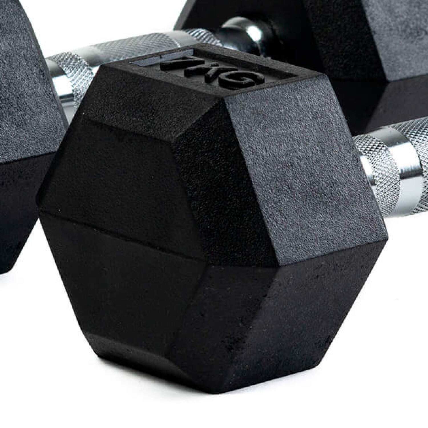 Imagen 3 de Set de 2 mancuernas de goma hexagonales profesionales Bodytone - Negro Negro