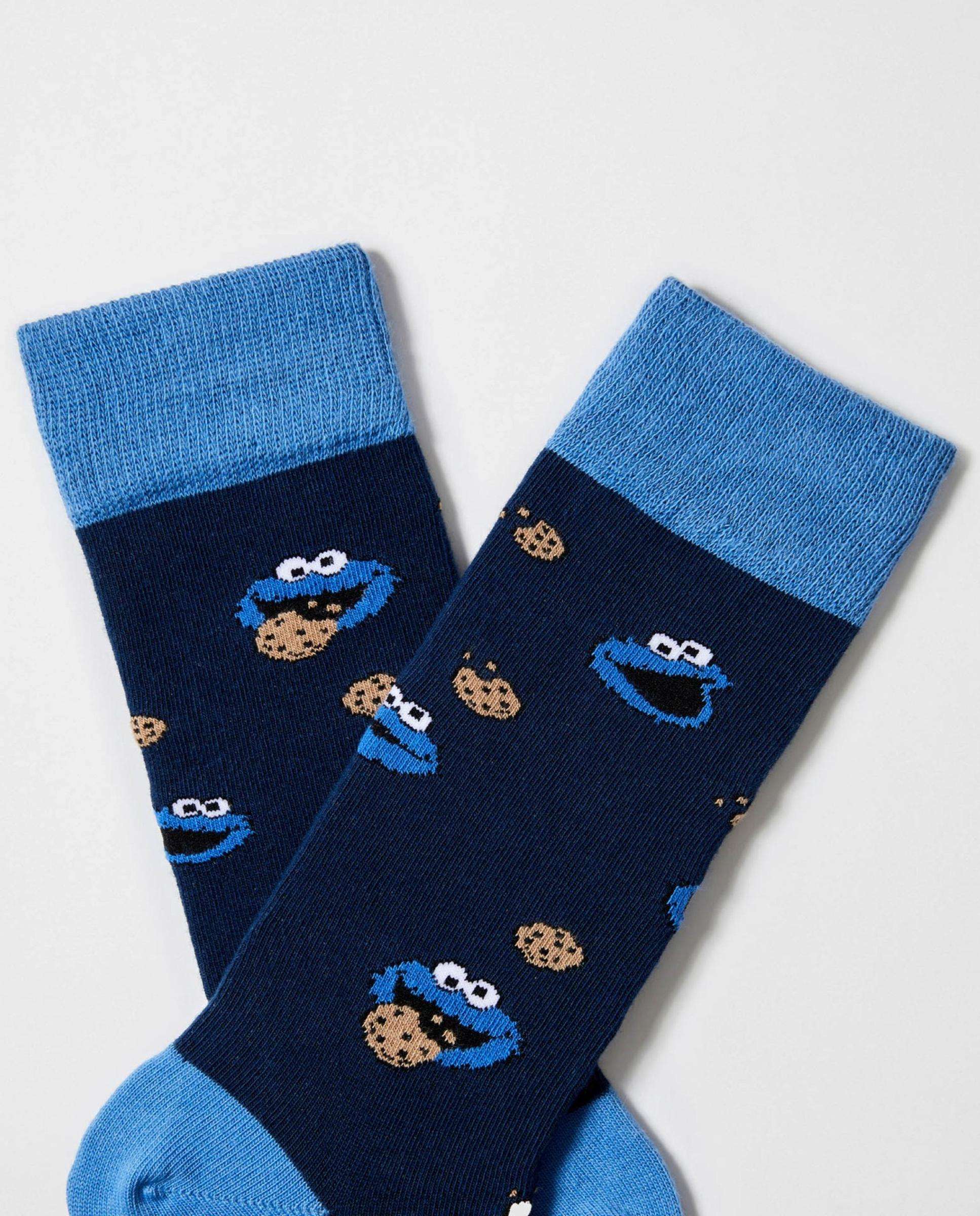 Calcetines altos de barrio sésamo de algodón orgánico - Besocks - Azul marino Azul marino-3