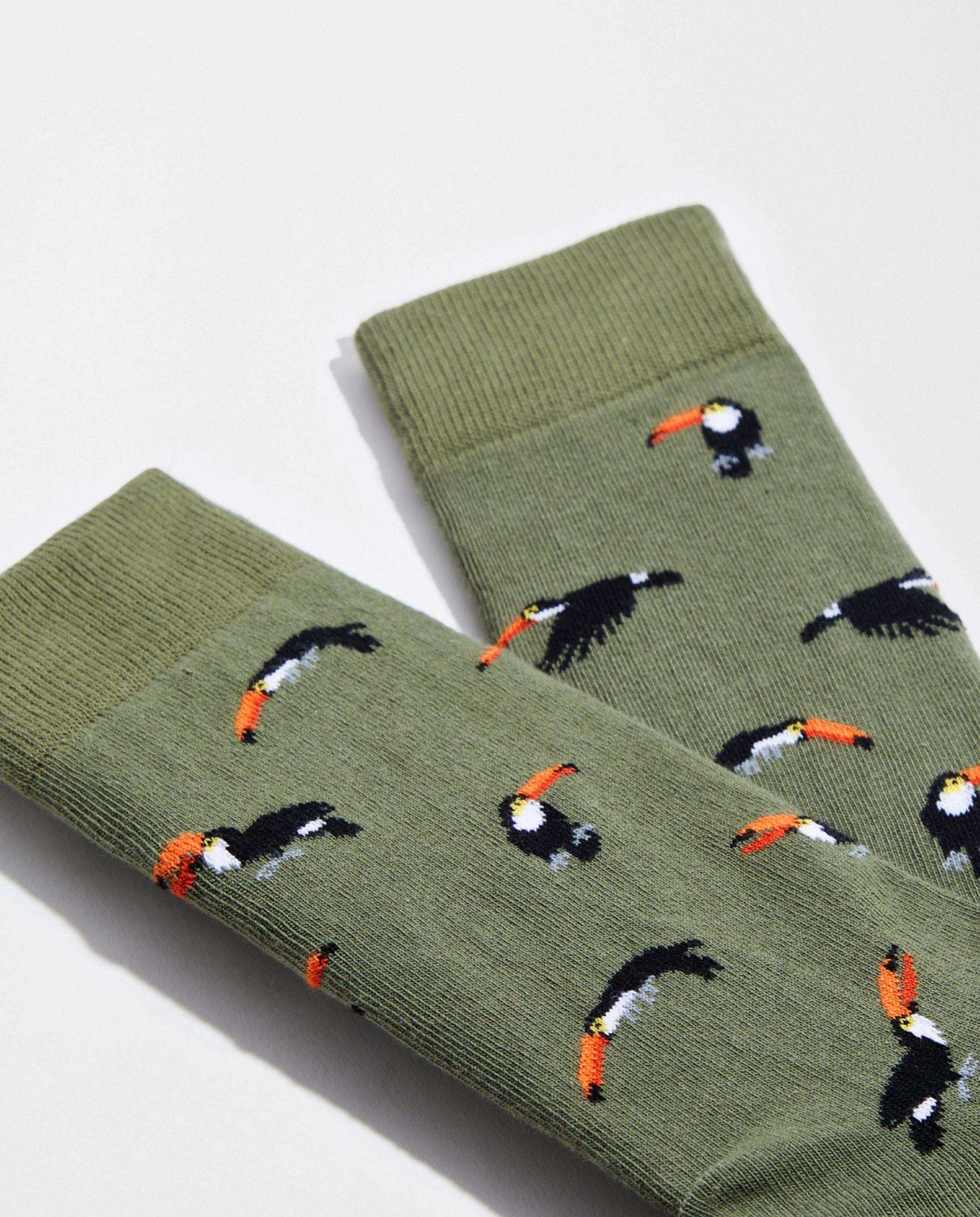 Calcetines altos de algodón orgánico - Besocks - Verde militar Verde militar-2
