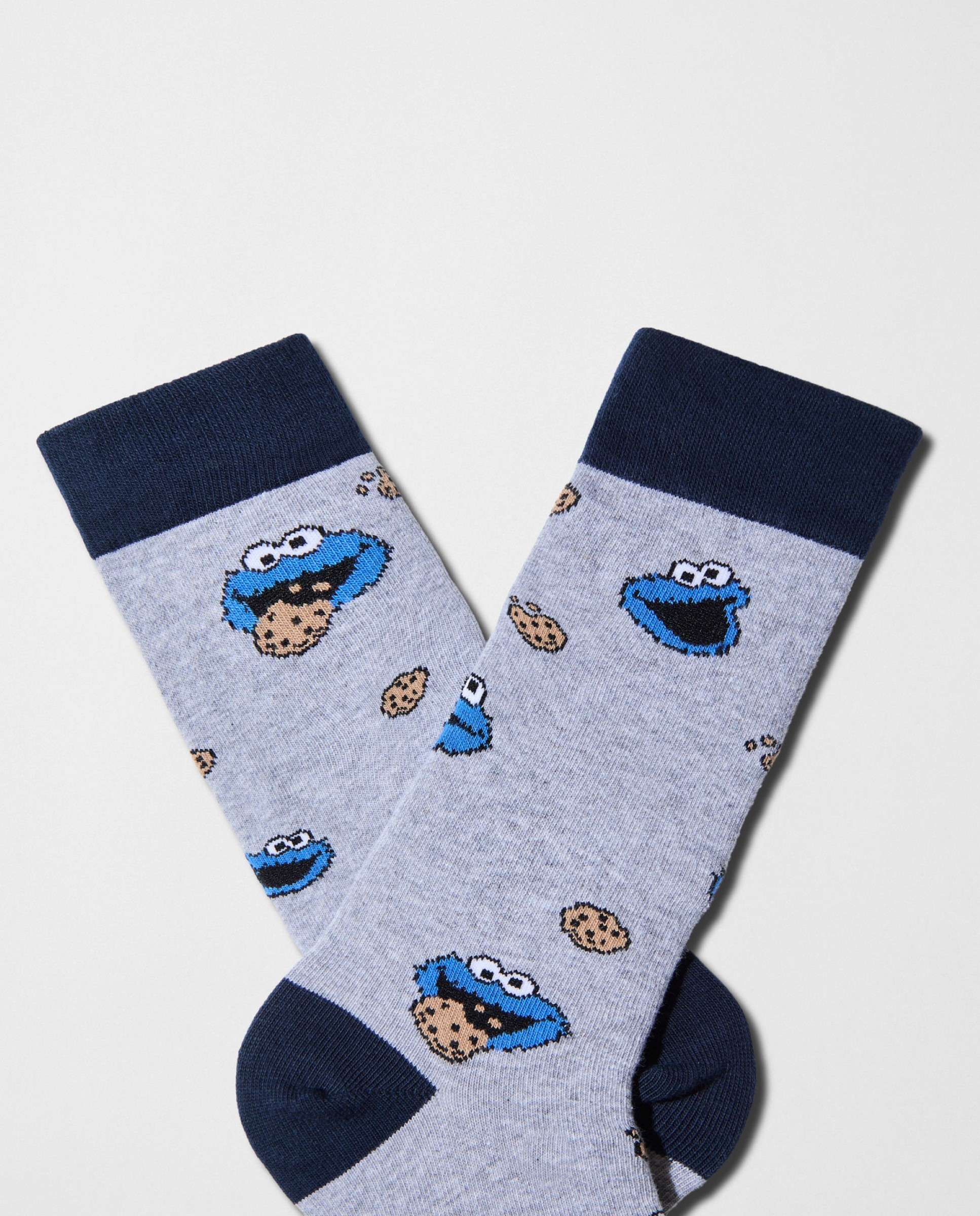 Calcetines altos de barrio sésamo de algodón orgánico - Besocks - Gris Gris-3