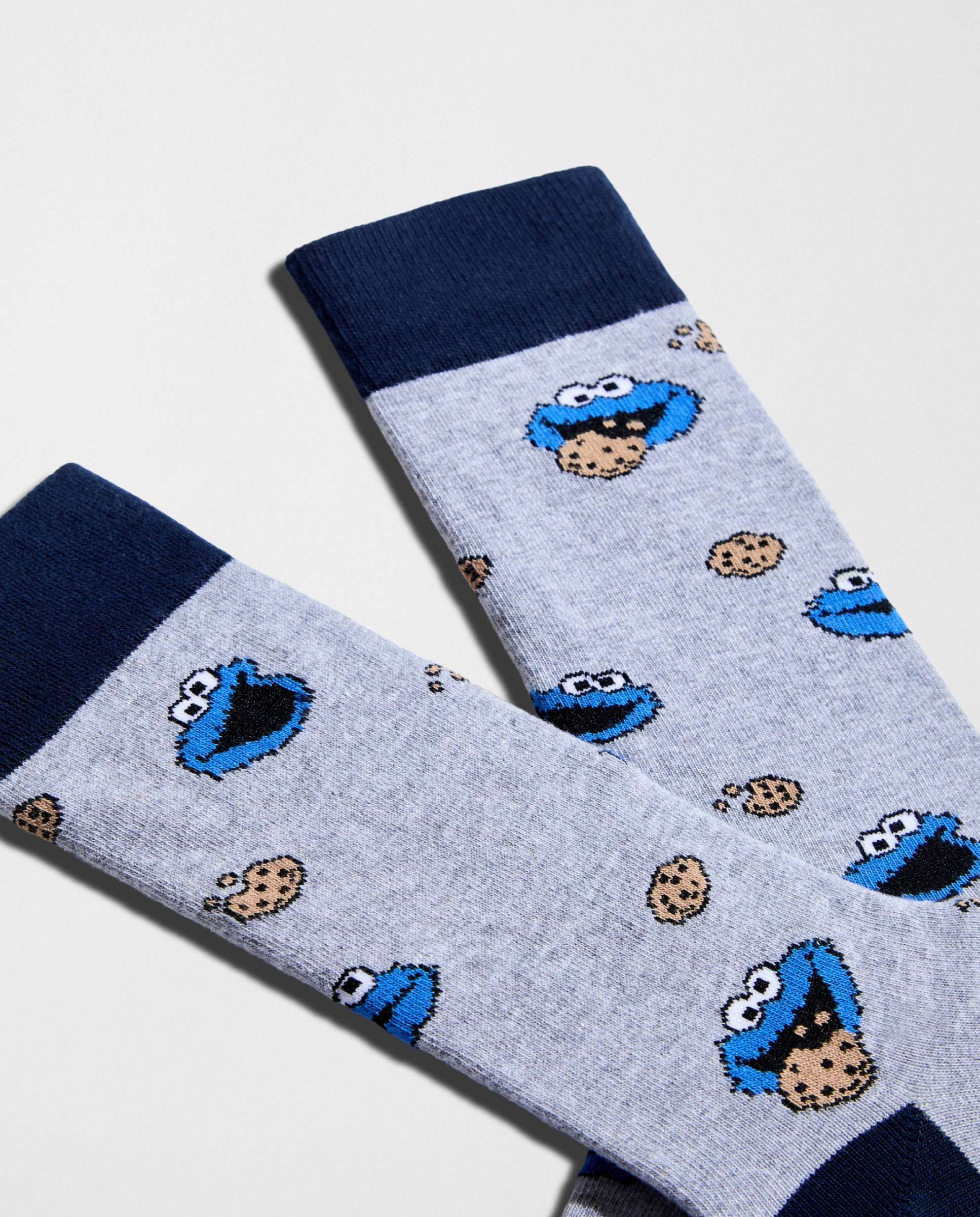 Calcetines altos de barrio sésamo de algodón orgánico - Besocks - Gris Gris-2