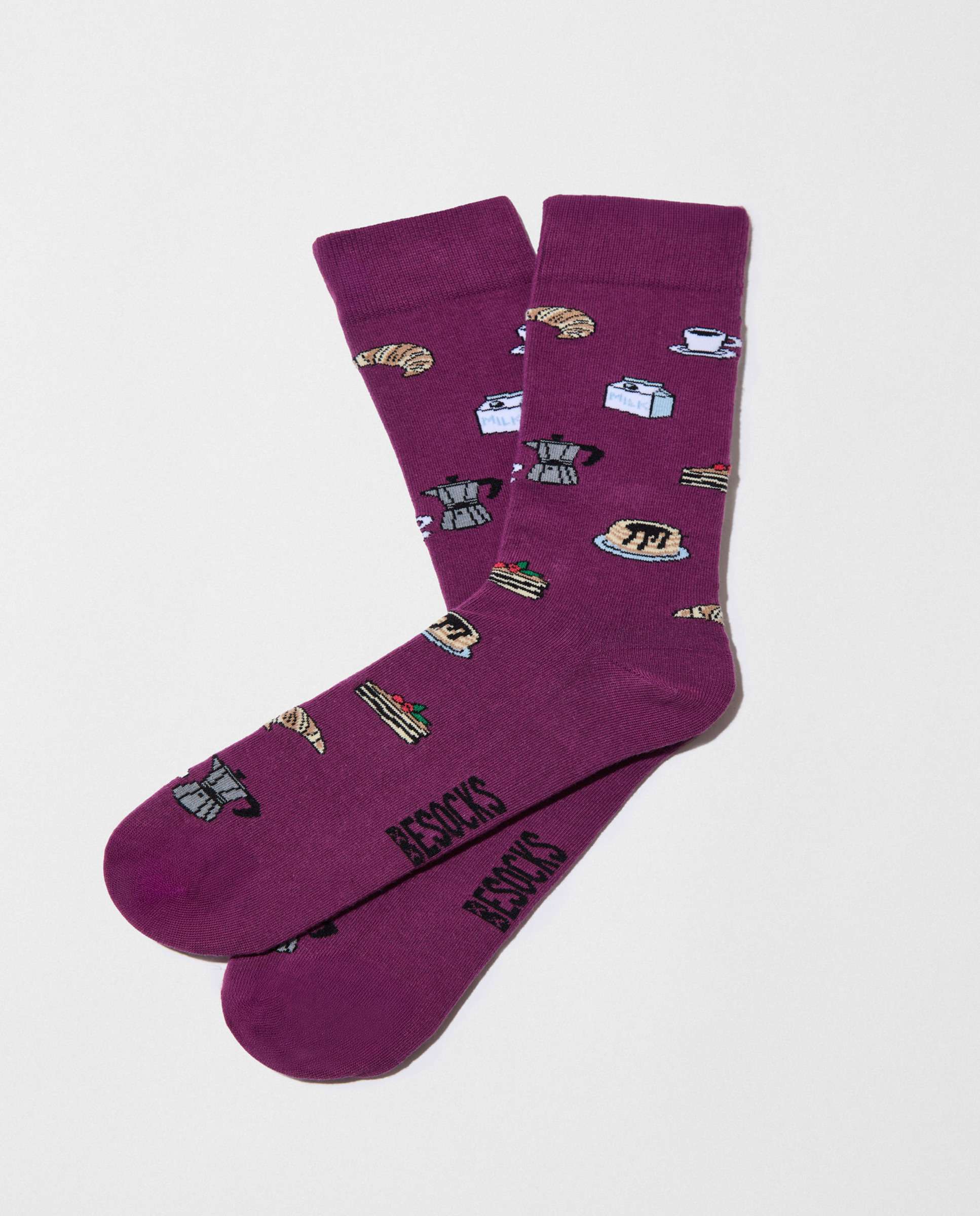 Imagen 0 de Calcetines altos de algodón orgánico color morado Berenjena