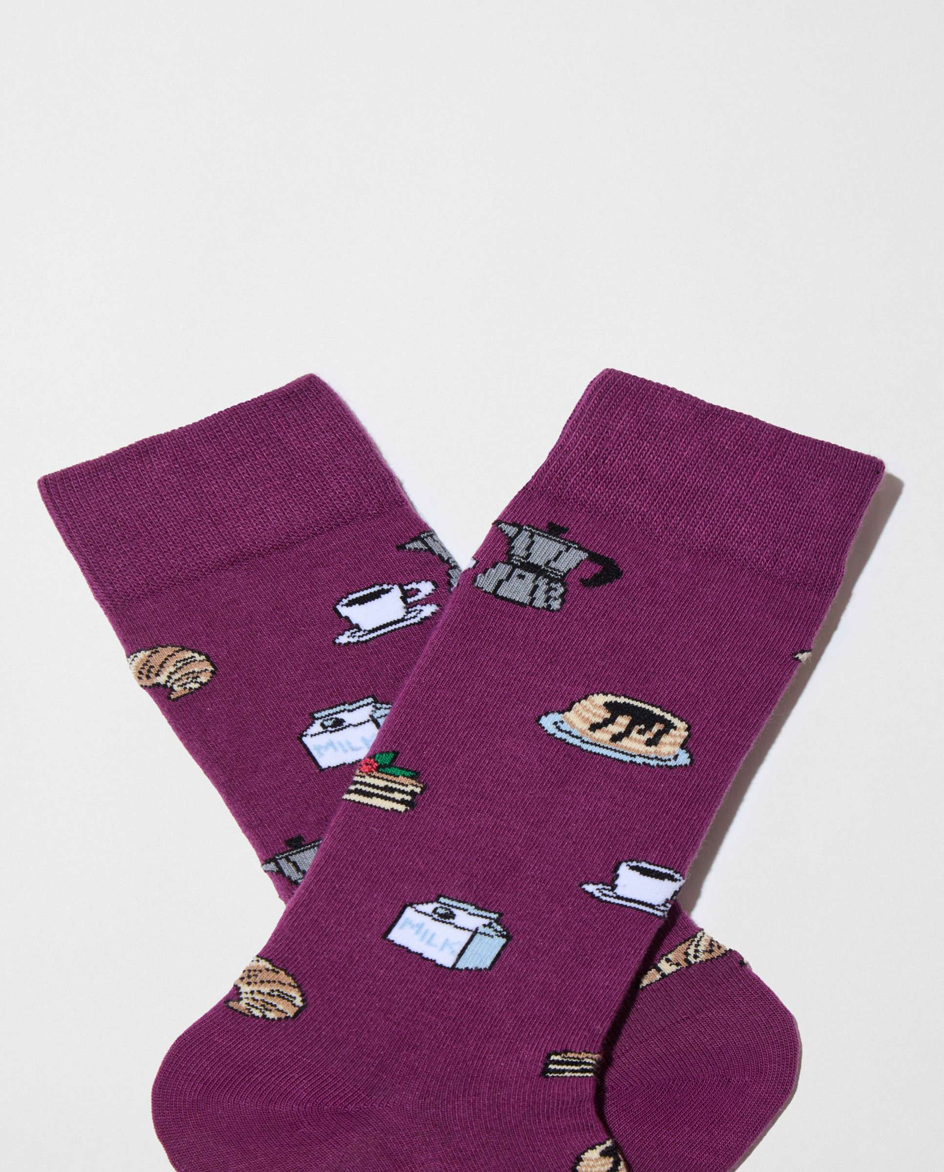 Calcetines altos de algodón orgánico color morado - Besocks - Berenjena Berenjena-3
