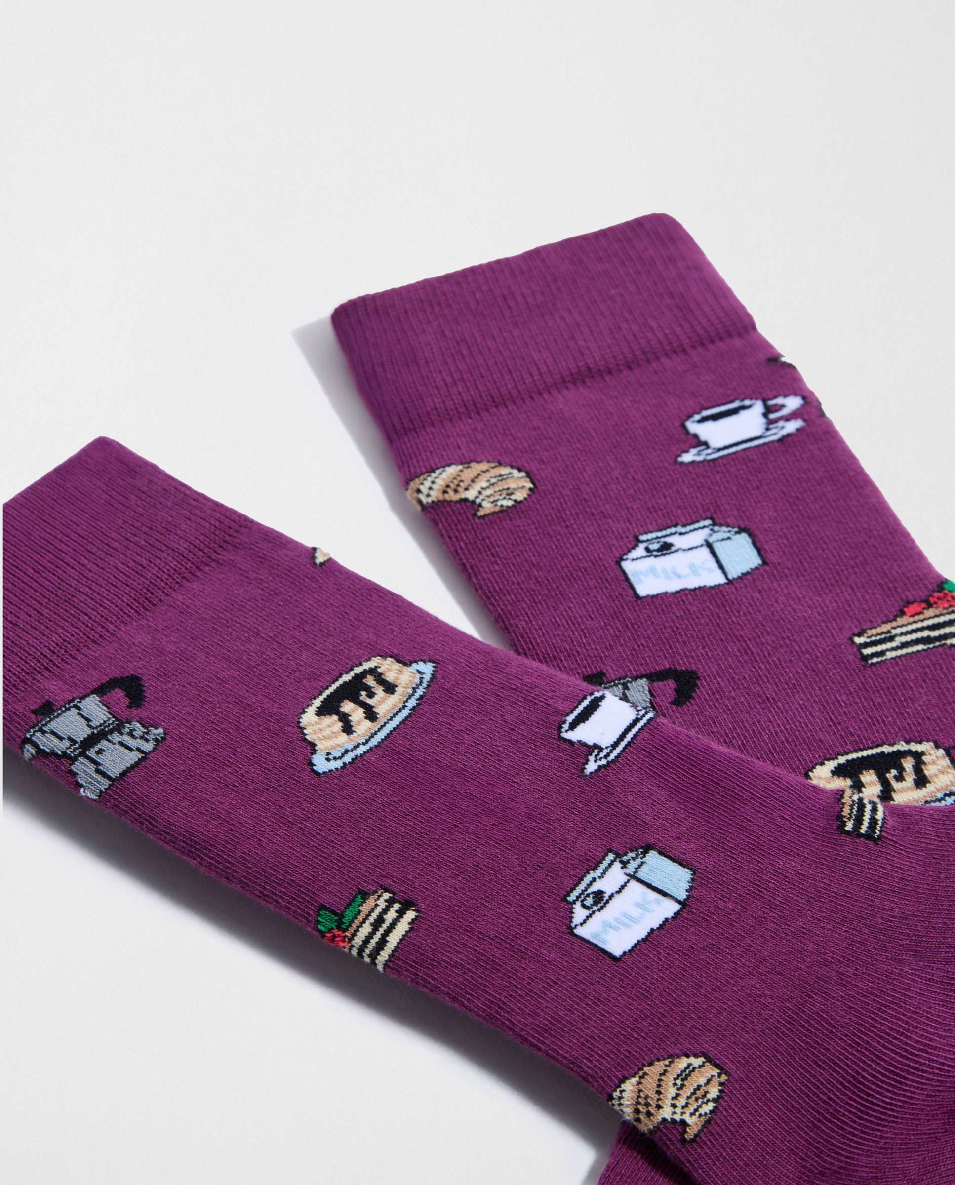 Calcetines altos de algodón orgánico color morado - Besocks - Berenjena Berenjena-2