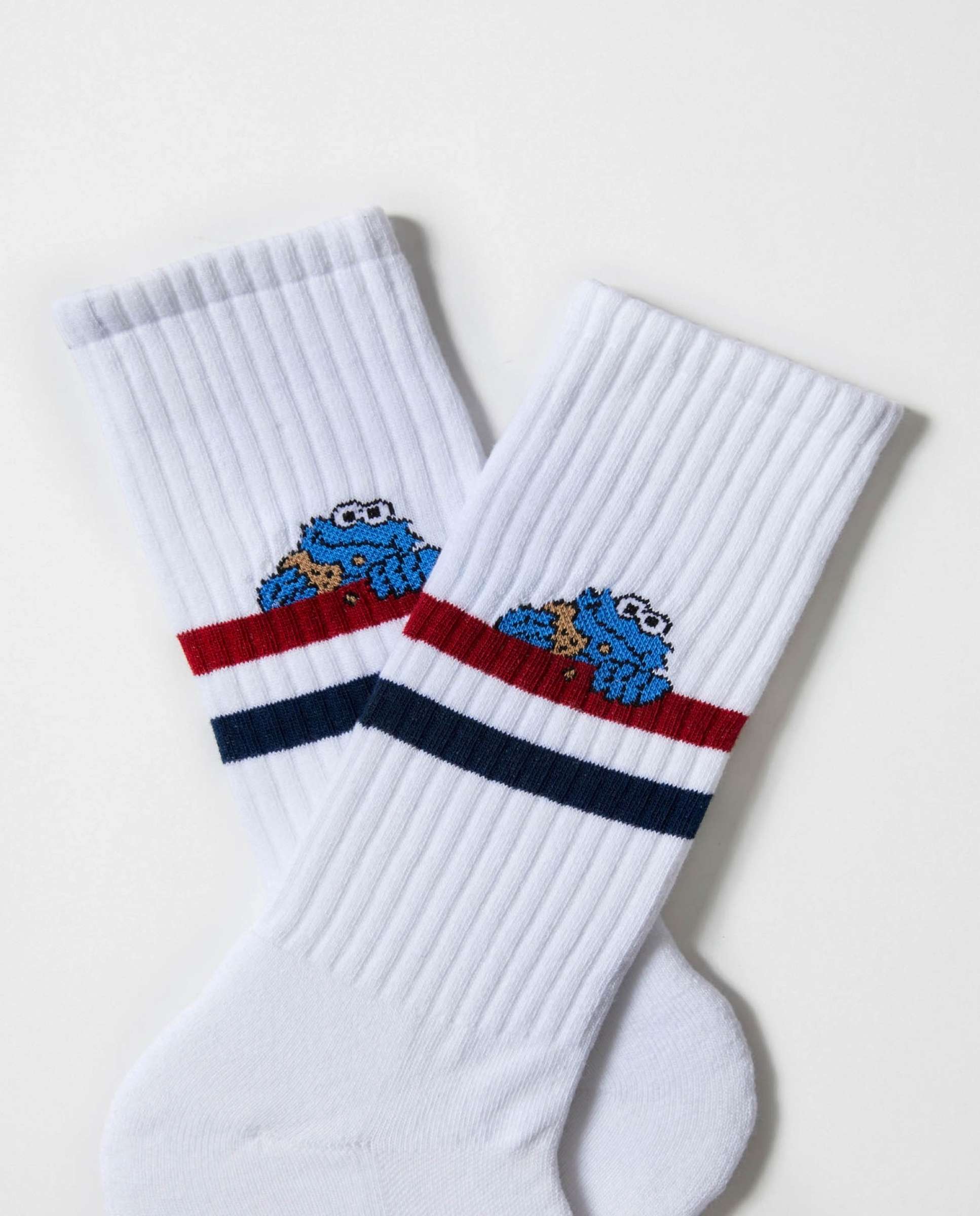 Calcetines altos deportivos de barrio sésamo de algodón orgánico - Besocks - Blanco Blanco-3