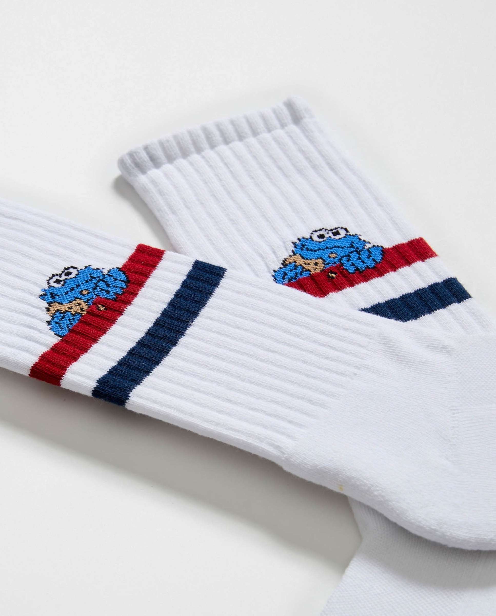 Calcetines altos deportivos de barrio sésamo de algodón orgánico - Besocks - Blanco Blanco-2