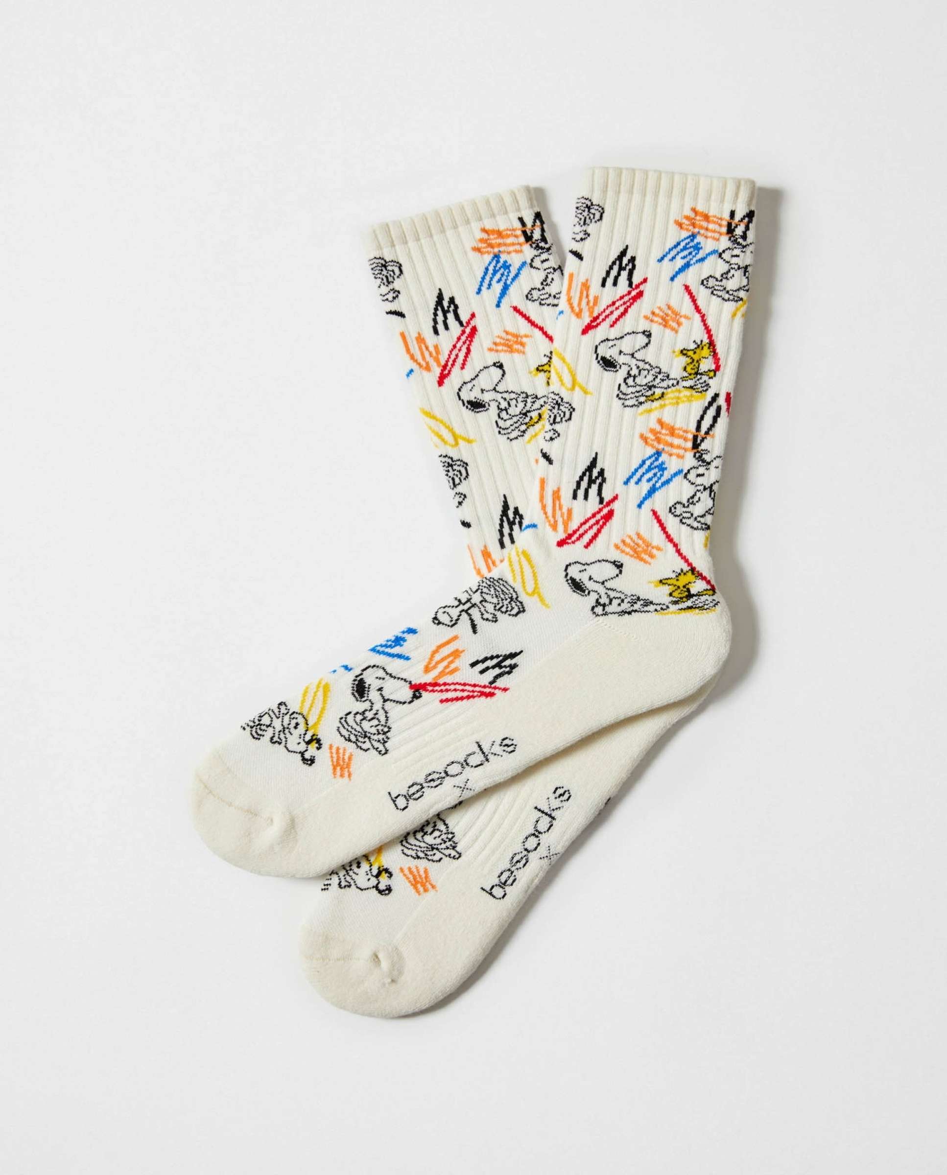 Imagen 0 de Calcetines altos deportivos de snoopy de algodón orgánico Beige