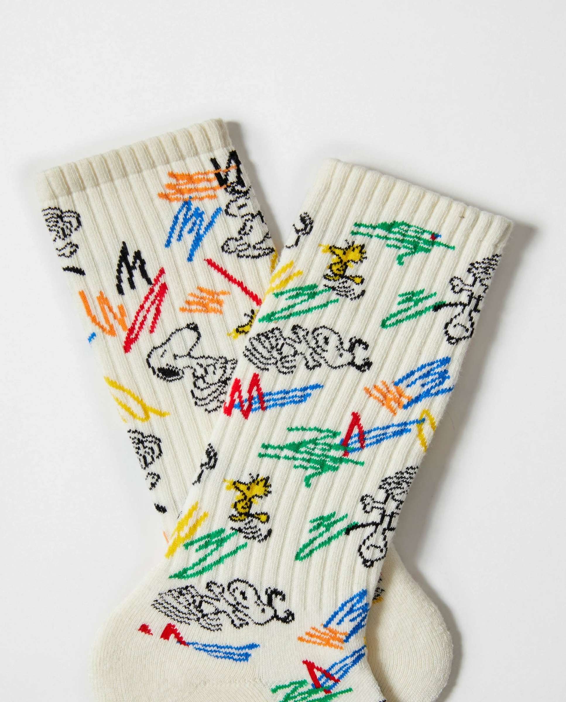 Calcetines altos deportivos de snoopy de algodón orgánico - Besocks - Beige Beige-3