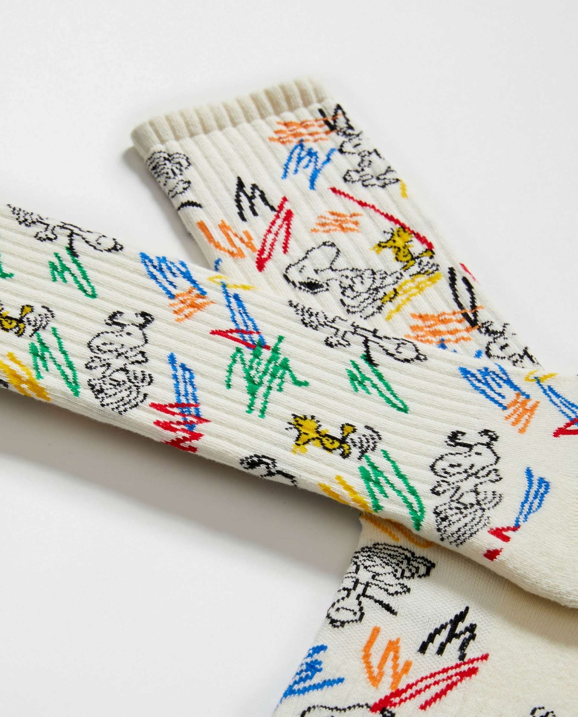 Calcetines altos deportivos de snoopy de algodón orgánico - Besocks - Beige Beige-2