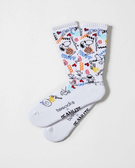 Imagen 0 de Calcetines deportivos de Snoopy altos de algodón orgánico color blanco