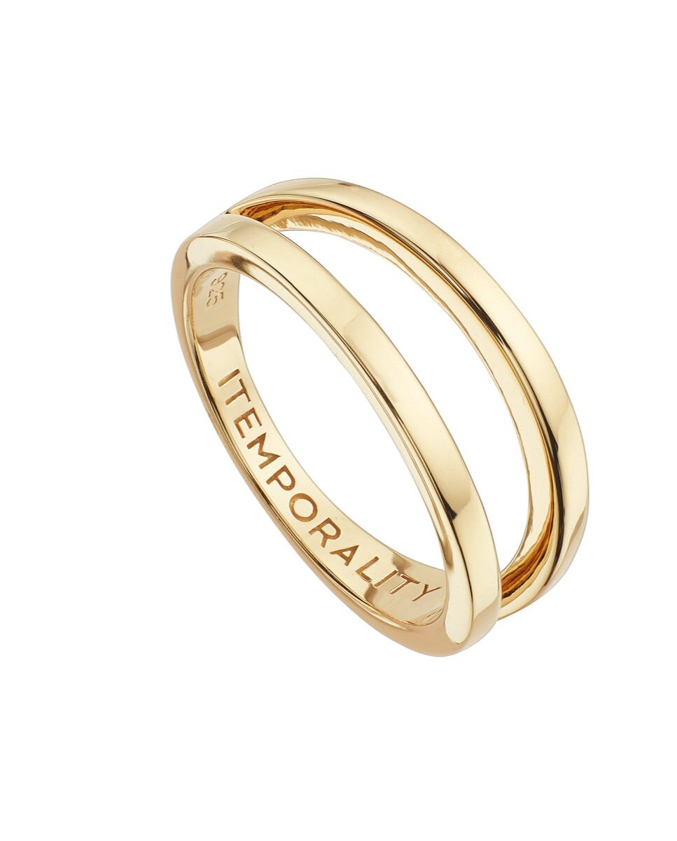 Anillo Tribeca de plata chapada en oro de doble aro liso Oro-1