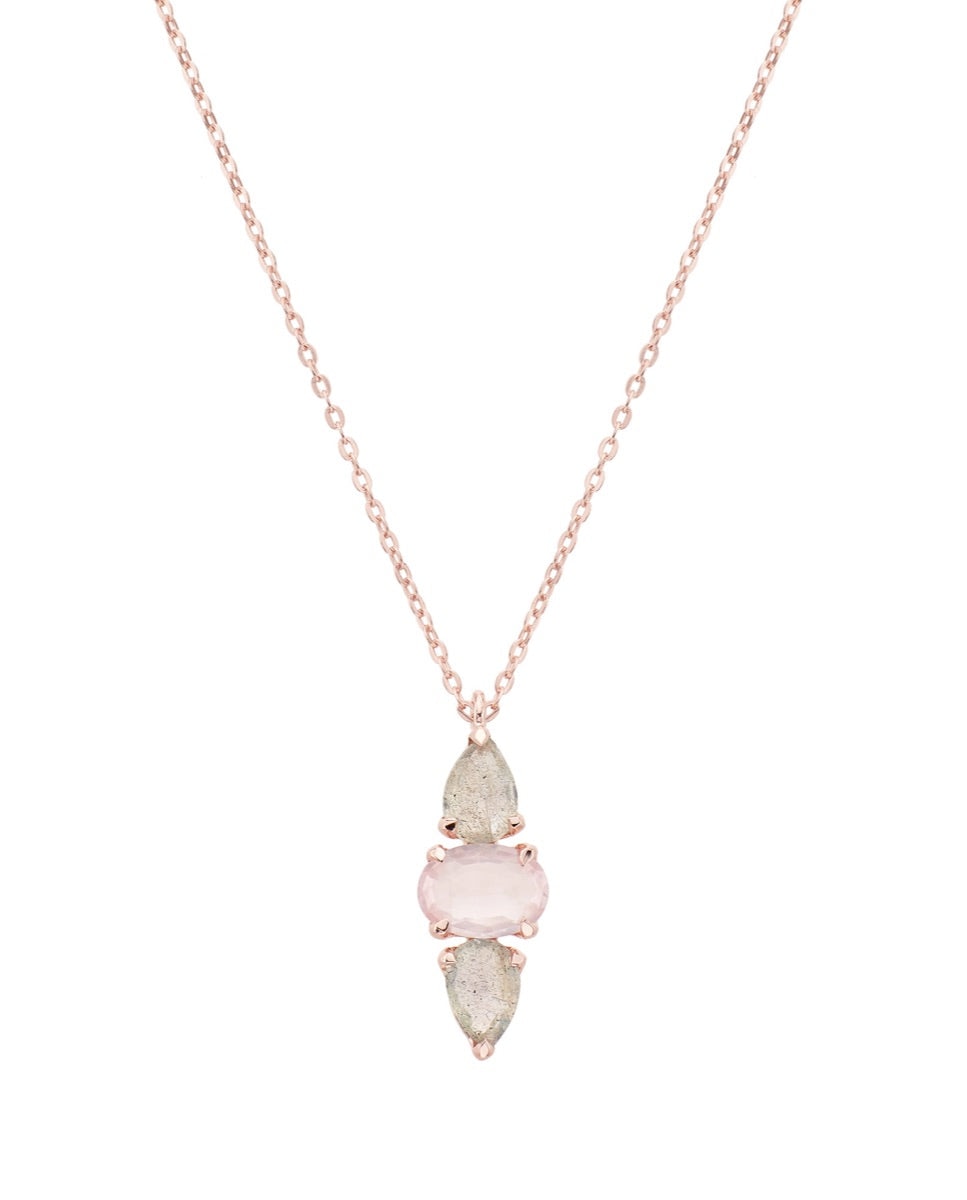Descompostura Restringido Color de malva Collar Gems de plata bañada en oro rosa con labradorita y cuarzo rosa · Itemporality Descompostura Restringido Color de malva Collar Gems de plata bañada en oro rosa con labradorita y cuarzo rosa · Itemporality