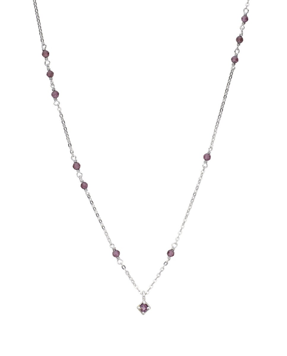 Collar multibeads de plata con granate y rodolita granate Rojo-1