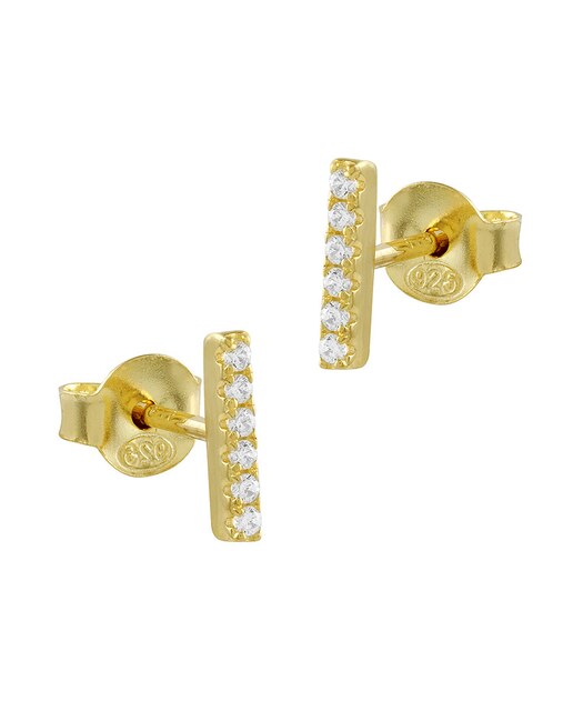 Imagen 0 de Pendientes Mini de plata bañada en oro con circonitas blancas