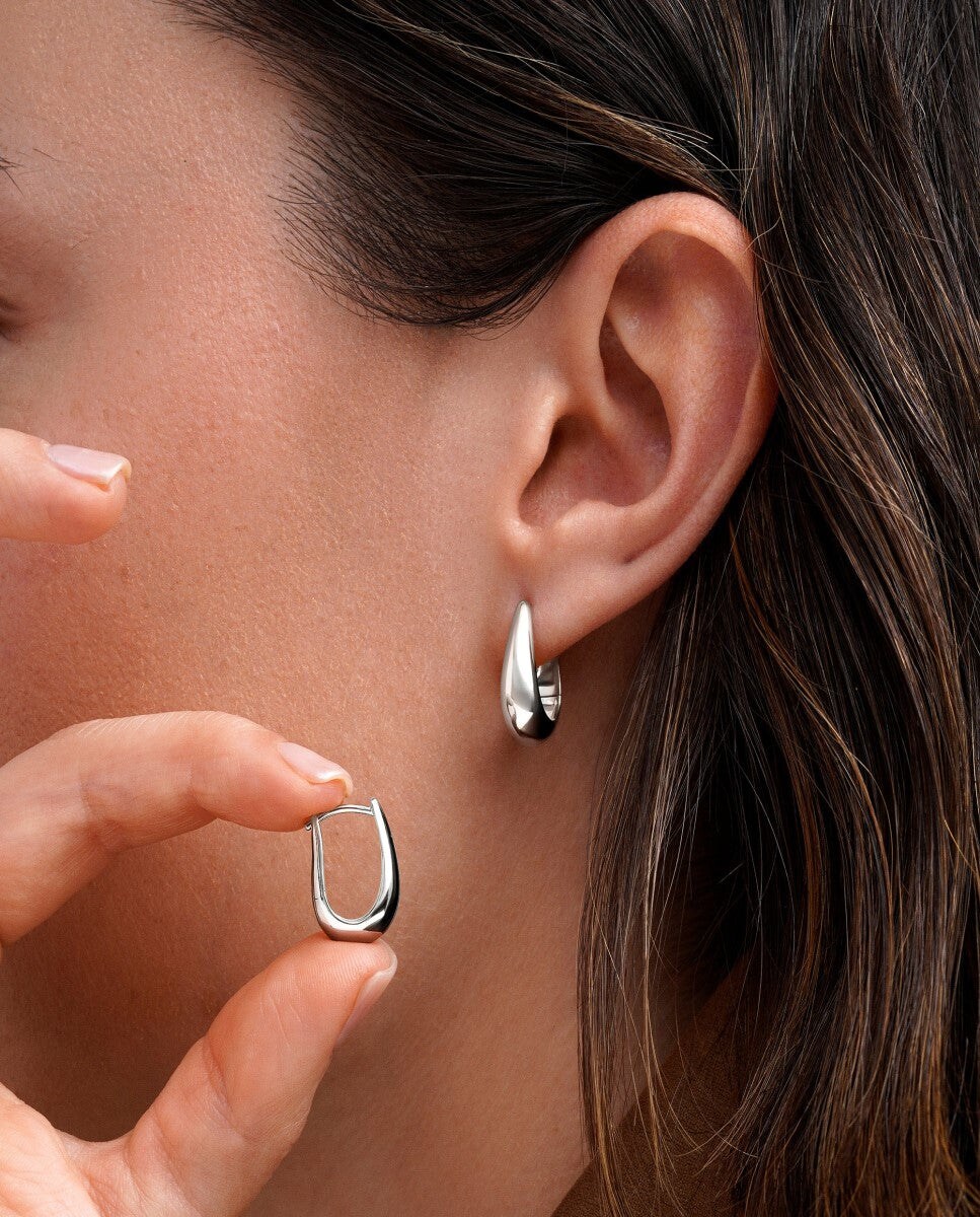 Aros de plata en forma de gota pequeña 15mm Plata-3