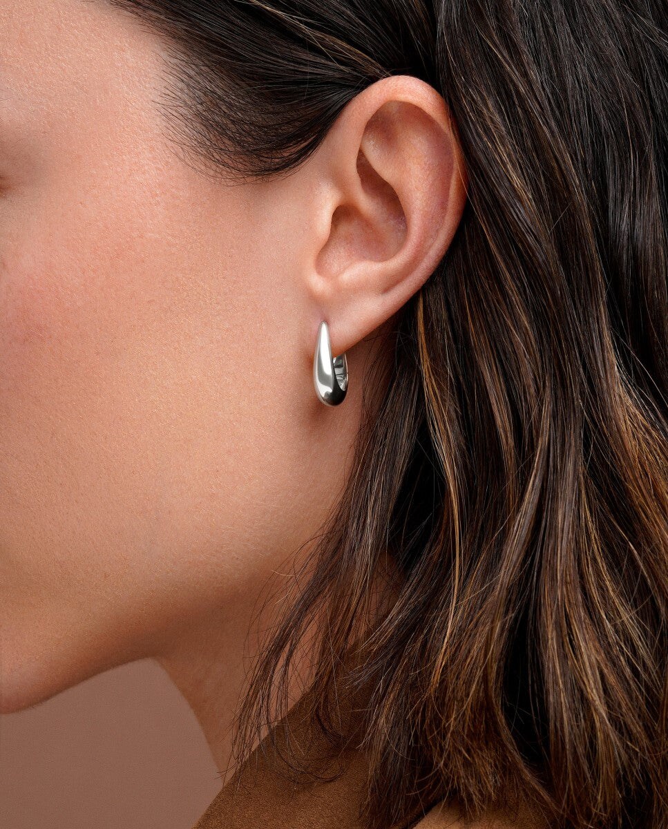 Aros de plata en forma de gota pequeña 15mm Plata-4