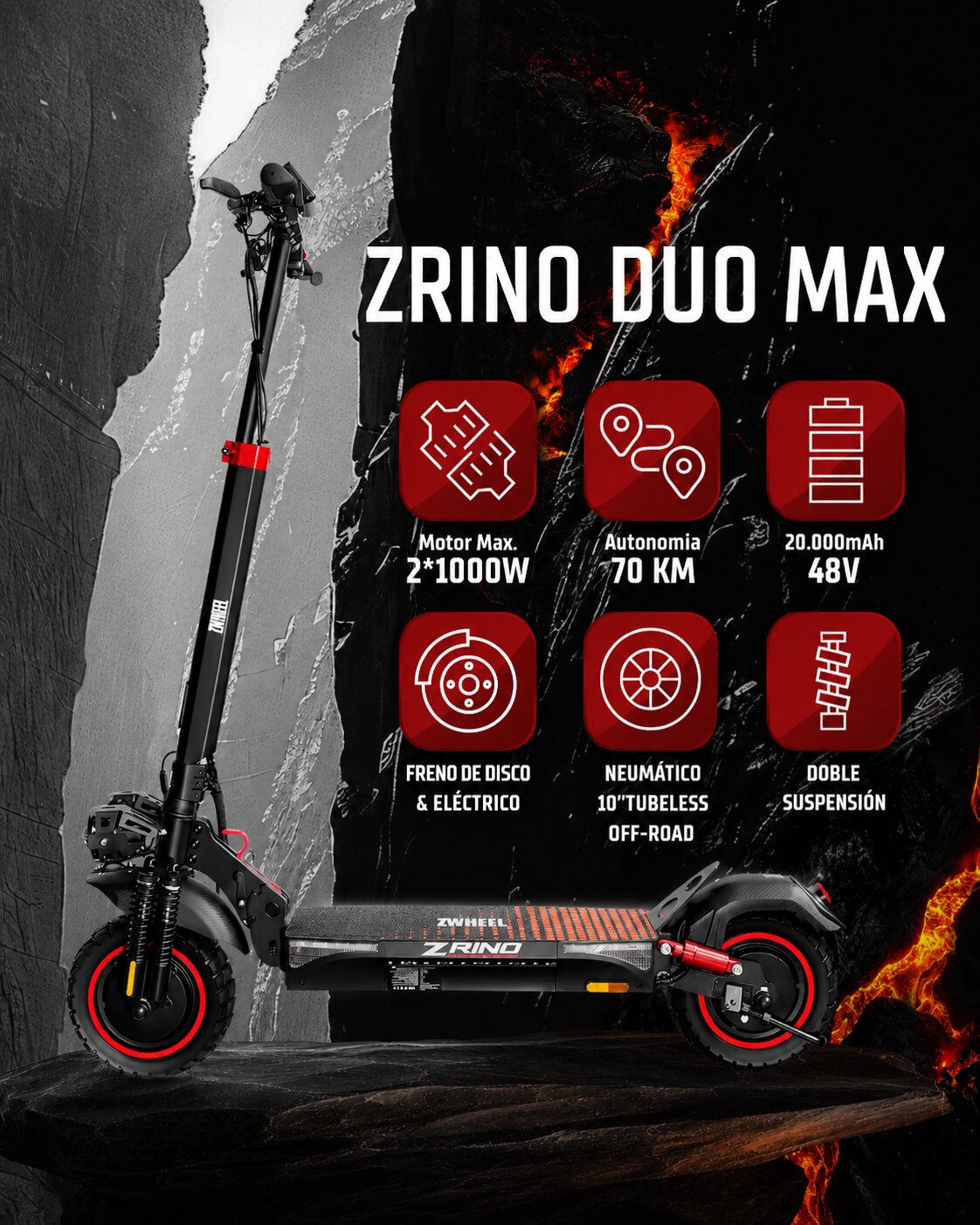 Patinete eléctrico ZWheel ZRino Duo Max - Negro Negro-2