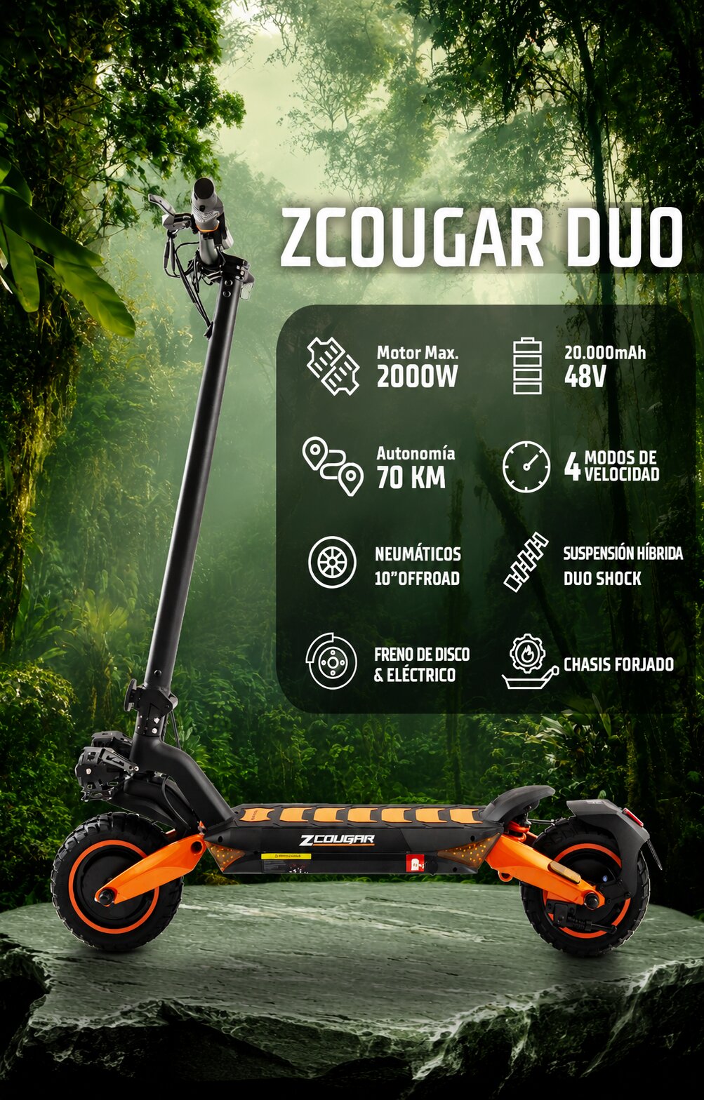 Patinete eléctrico ZWheel ZCougar Duo - Negro Negro-2