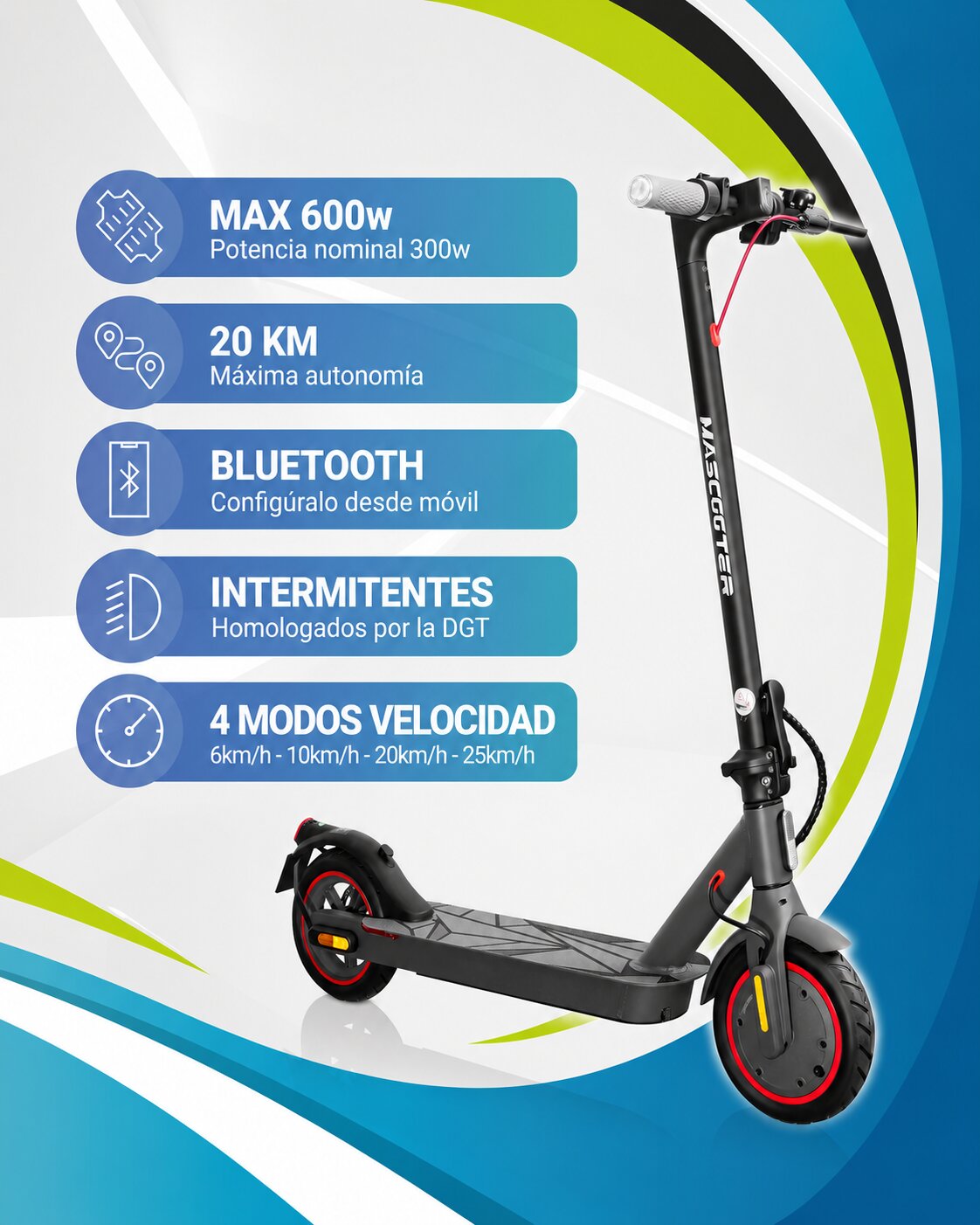 Patinete eléctrico Mascooter S1 - Negro Negro-2
