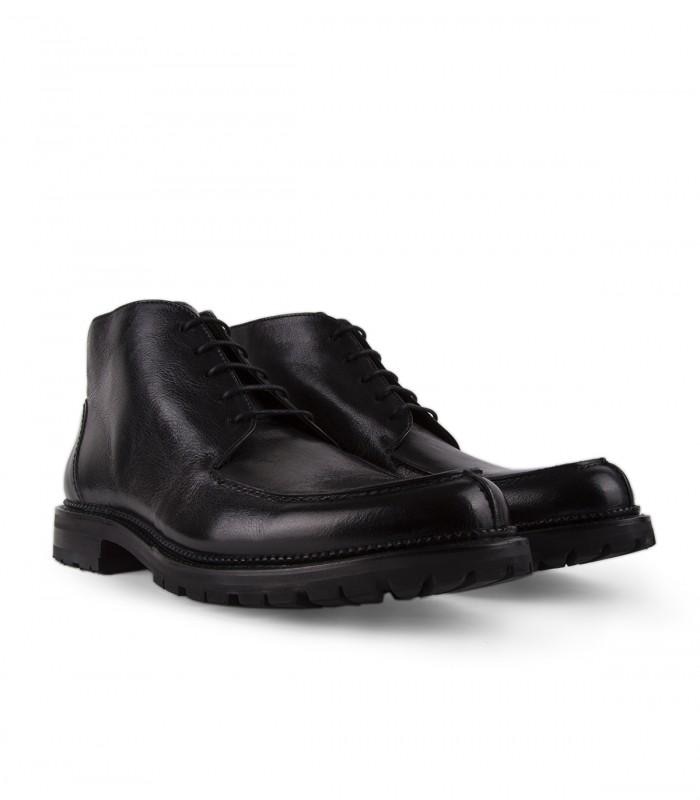 Botines de hombre con cierre de cordones y punta redonda - Roberto Ley - Negro Negro-2