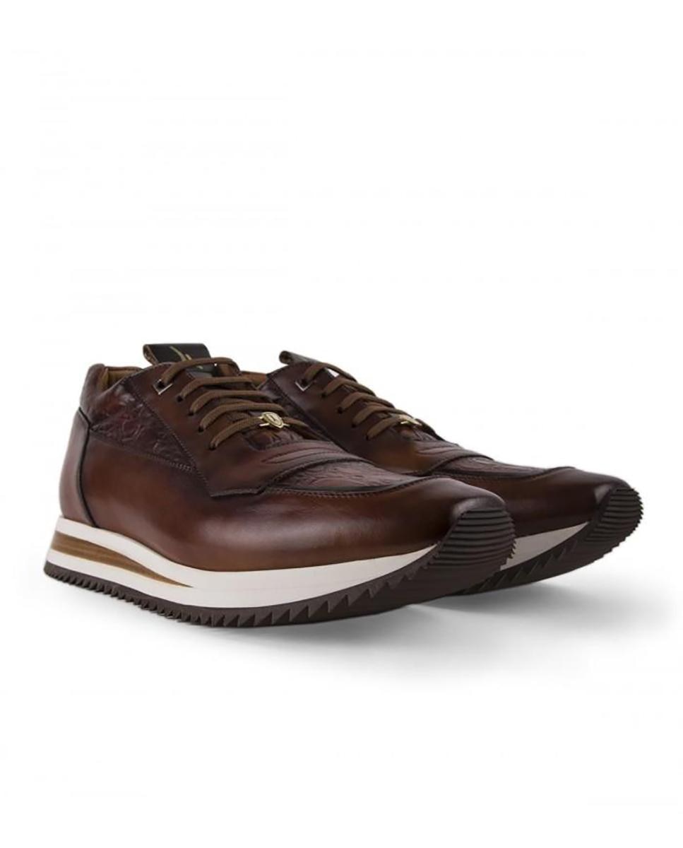 Zapatillas deportivas de hombre de piel de color - Roberto Ley - Marrón Marrón-2