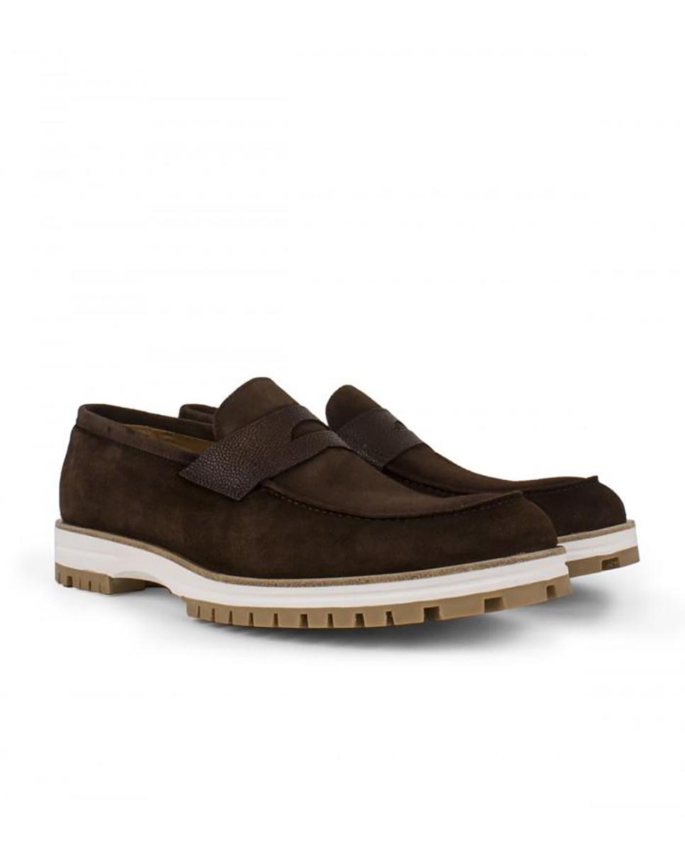 Mocasines de hombre de piel de color - Roberto Ley - Marrón Marrón-2
