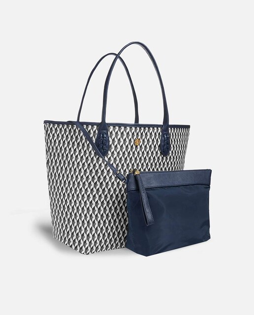 Imagen 0 de Bolso de hombro grande Born en negro y asa navy con organizador