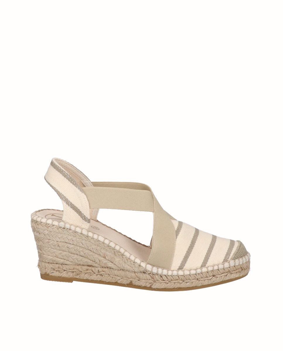 Alpargatas de cuña de mujer de rayas con elásticos - Viguera - Beige Beige-1