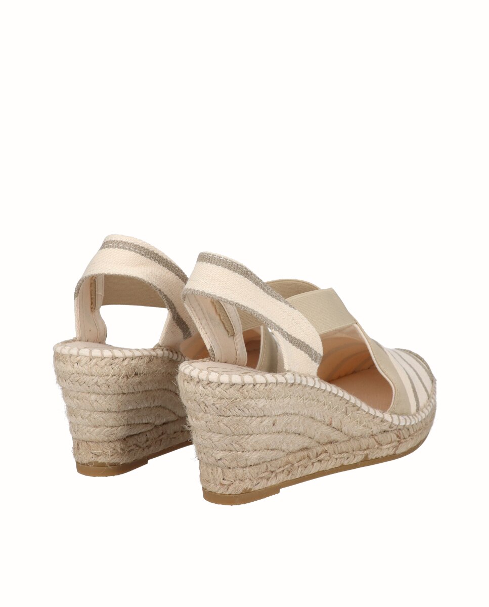 Alpargatas de cuña de mujer de rayas con elásticos - Viguera - Beige Beige-2