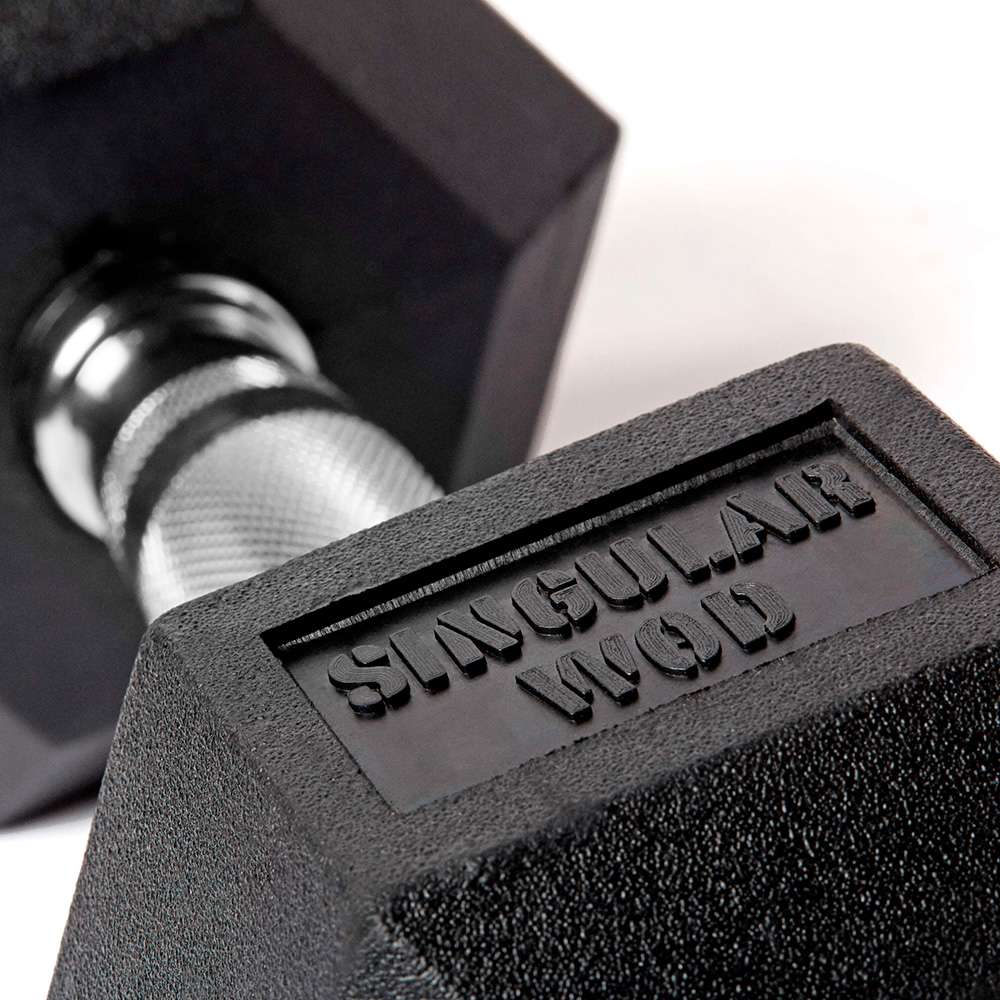 Mancuerna hexagonal individual Dumbbell Singularwod - Negro Negro-4
