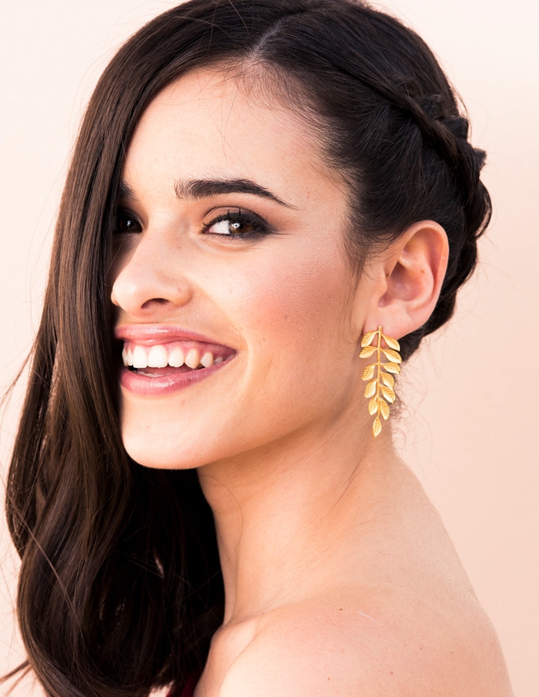 Pendientes bañados en oro diseño hoja botánica veli - Lavani Jewels - Dorado Dorado-6